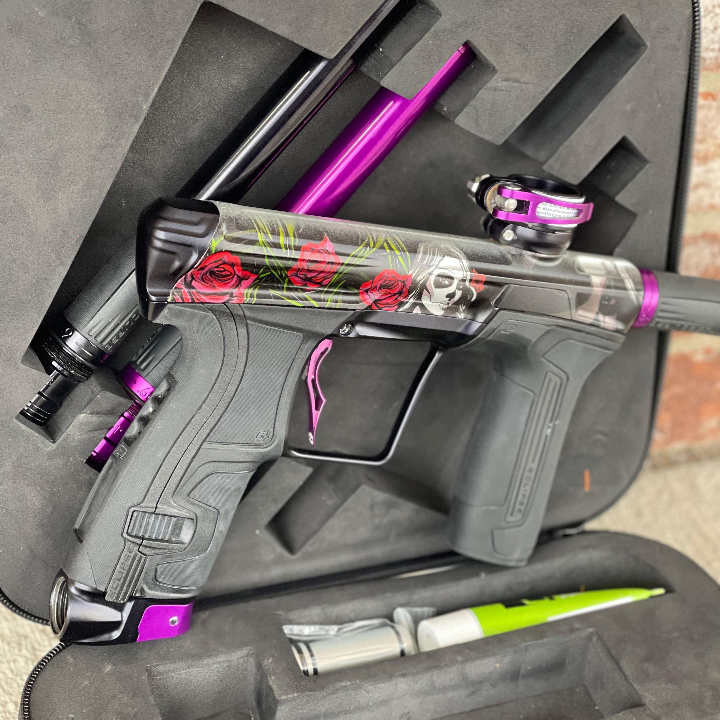 Used Planet Eclipse CS2 Paintball Gun - Dia De Los Muetros w/Infamous Deuce Trigger and Infamous Wave Spring