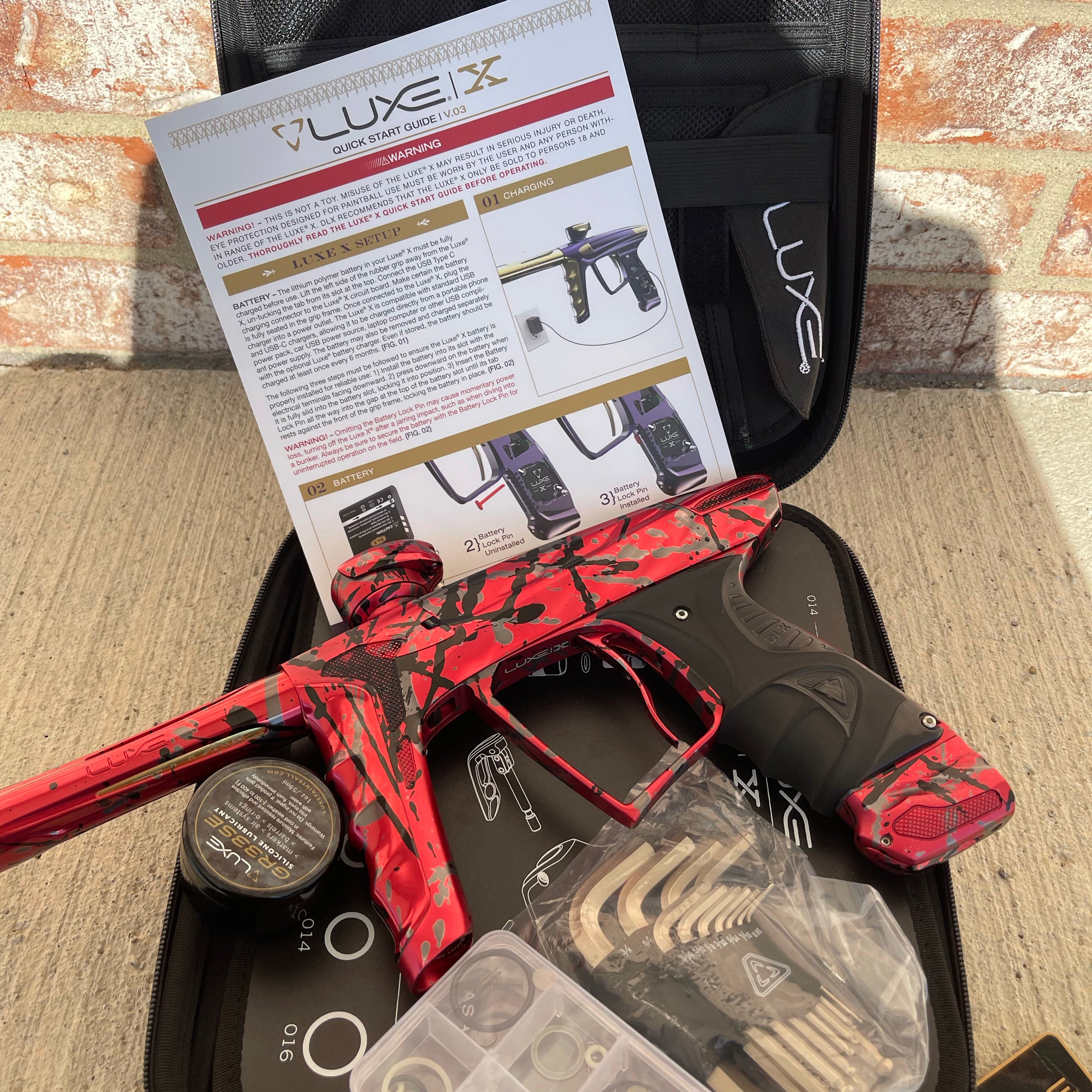Used DLX HK Army A51 Luxe X Paintball Gun - Red Splash