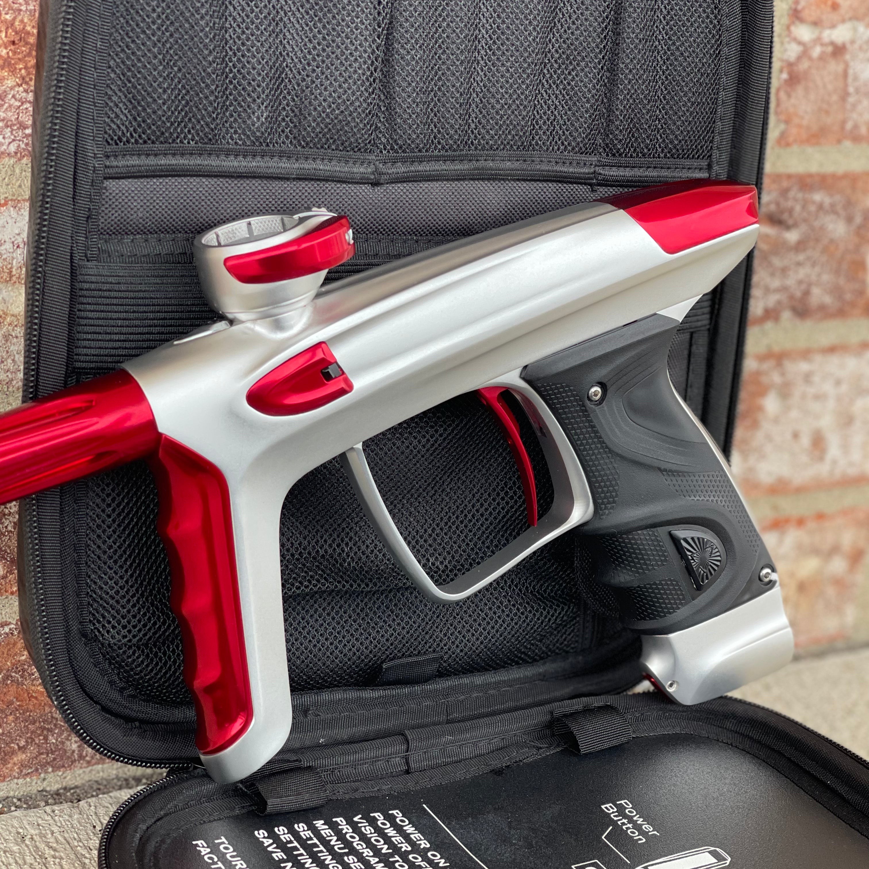 Used DLX Luxe TM40 Paintball Gun - Dust White / Polished Red