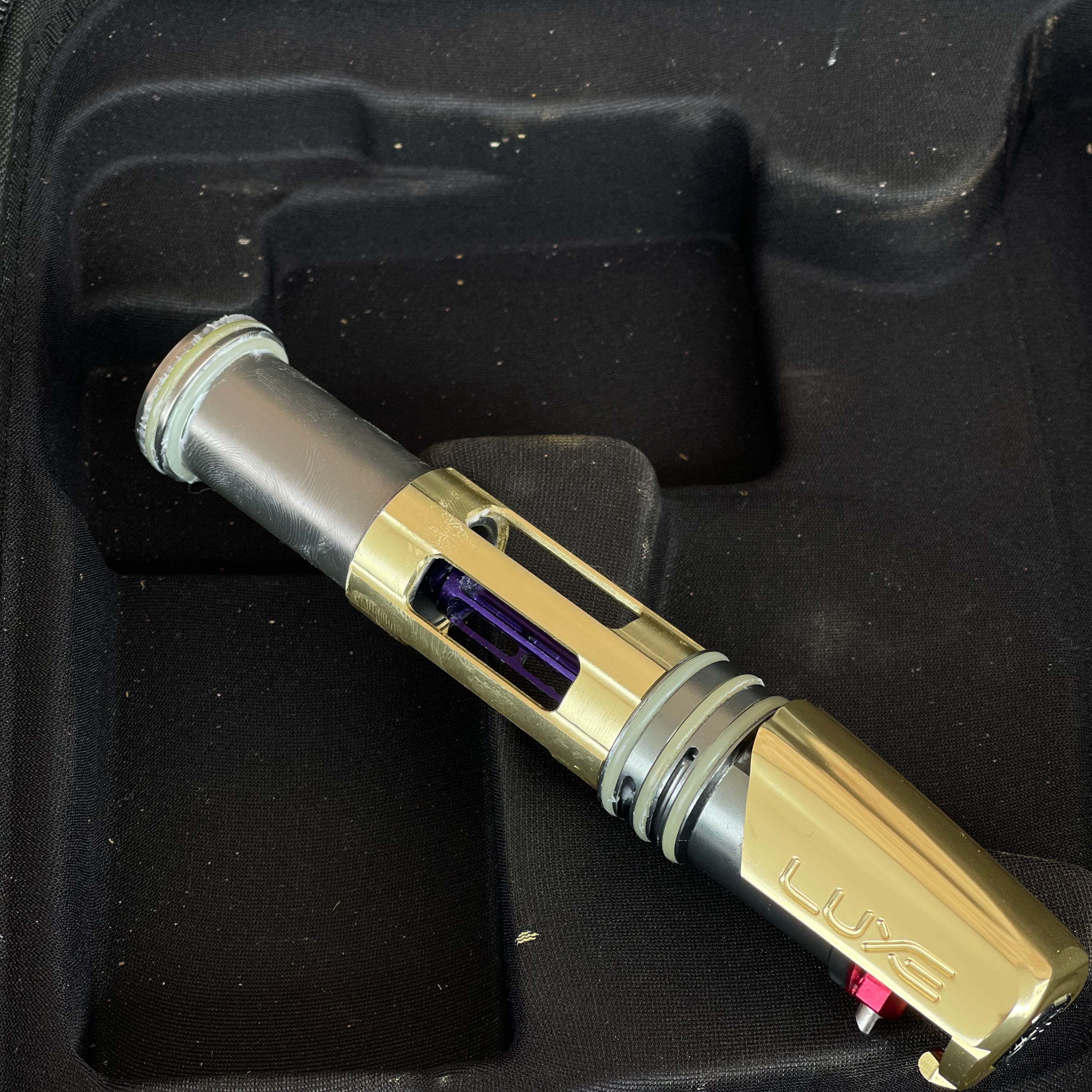Used DLX Luxe X Paintball Gun - Polished Purple/Polished Gold - Anniversary Edition