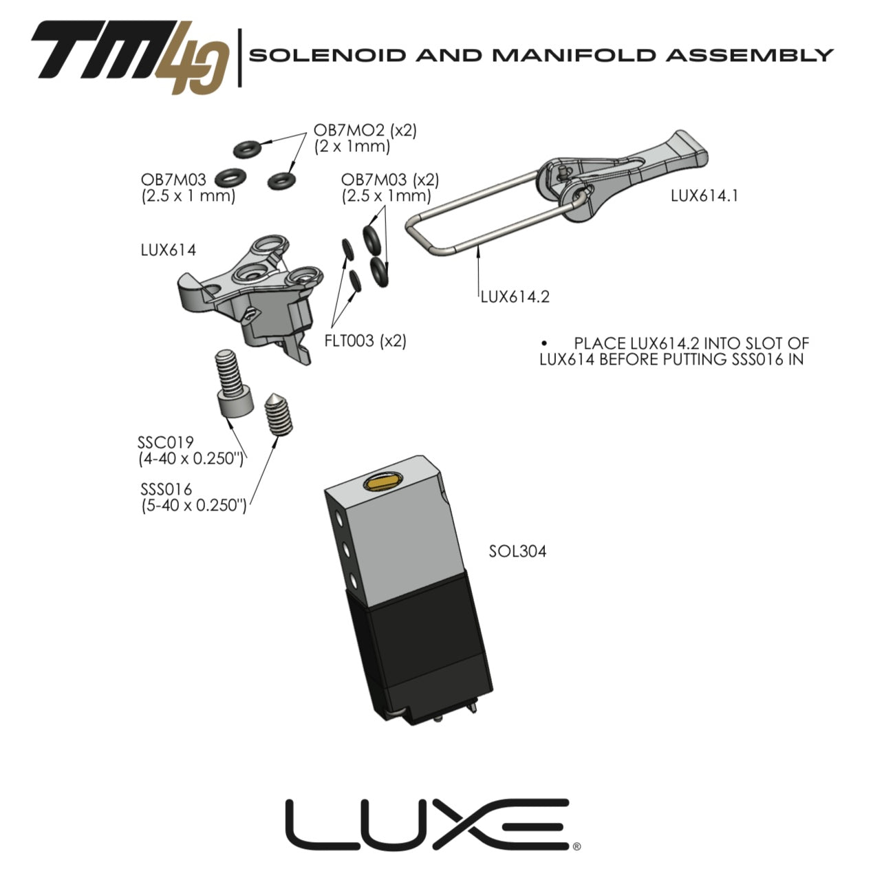 DLX Luxe TM40 Solenoid and Manifold System Parts Picker - Pick the Part You Need!
