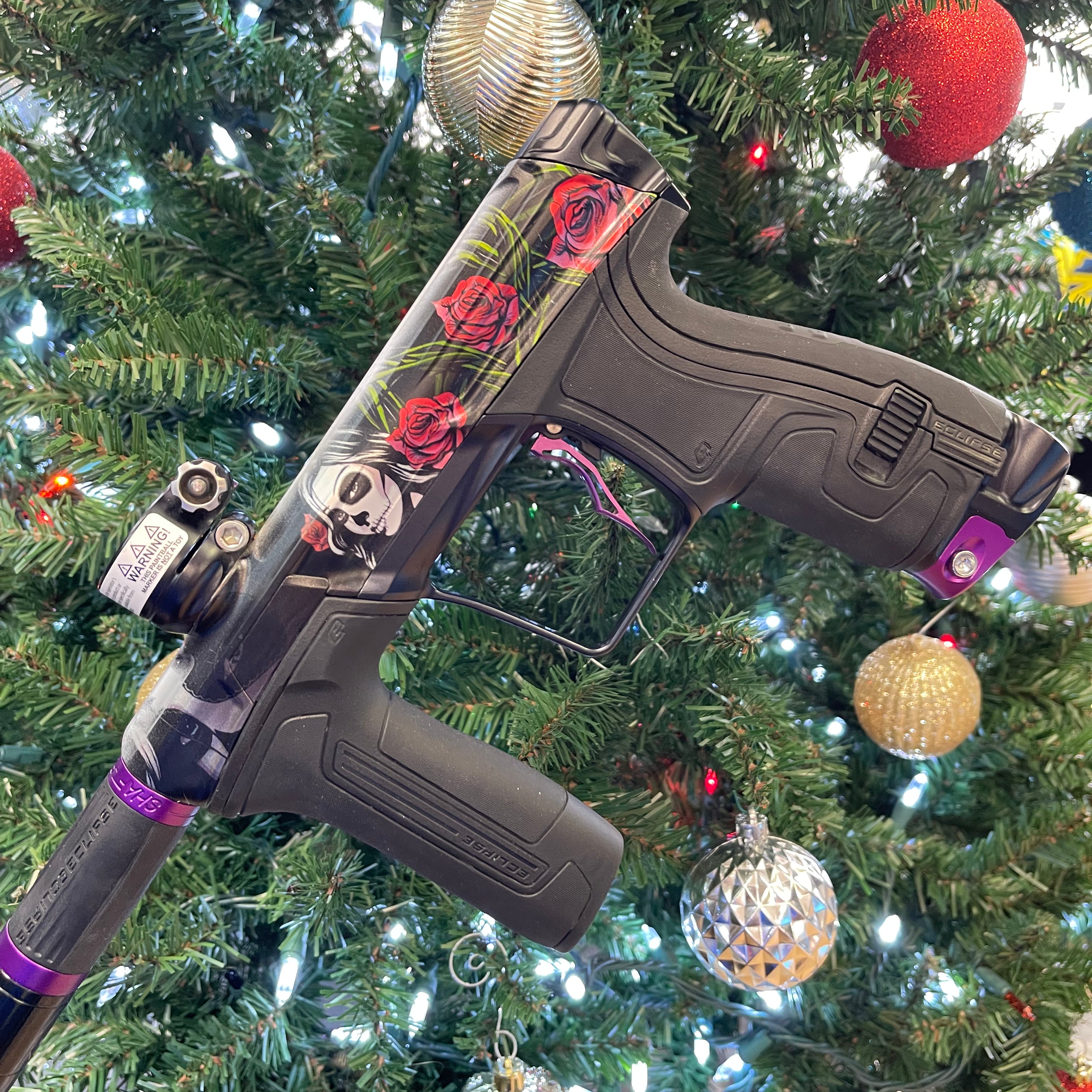 Used Planet Eclipse CS2 Paintball Gun - Dia De Los Muetros w/Infamous Deuce Trigger and Infamous Wave Spring