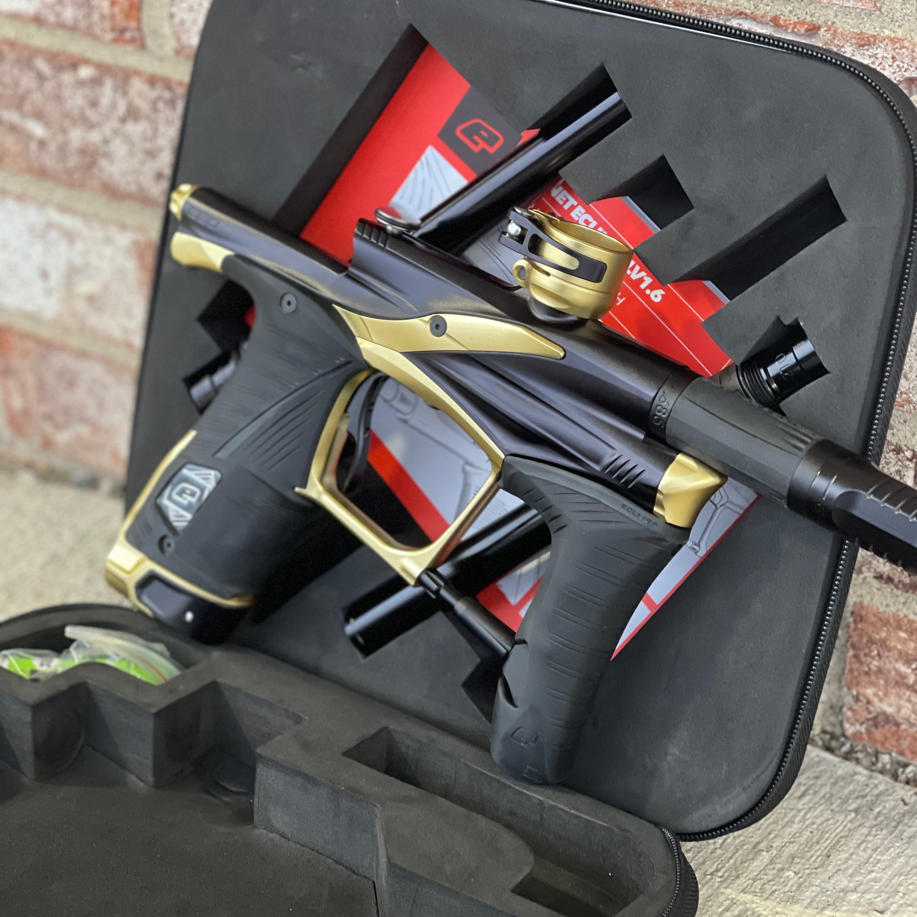Used Planet Eclipse "Midnight Series" Lv1.6 Paintball Gun - Black / Gold w/ FL Kit & Scythe Trigger