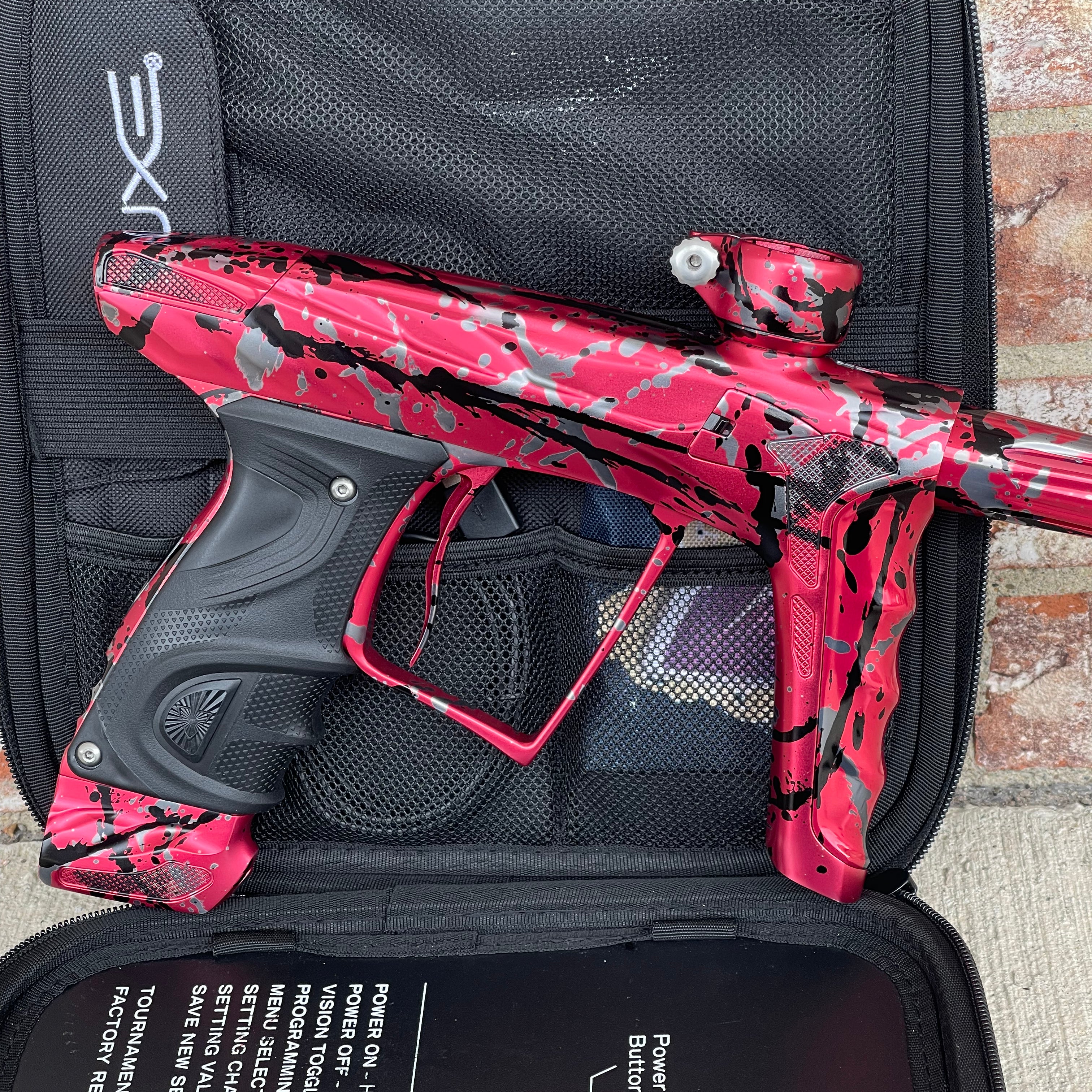 Used DLX HK Army A51 Luxe X Paintball Gun - Red w/ Black & Grey Splash
