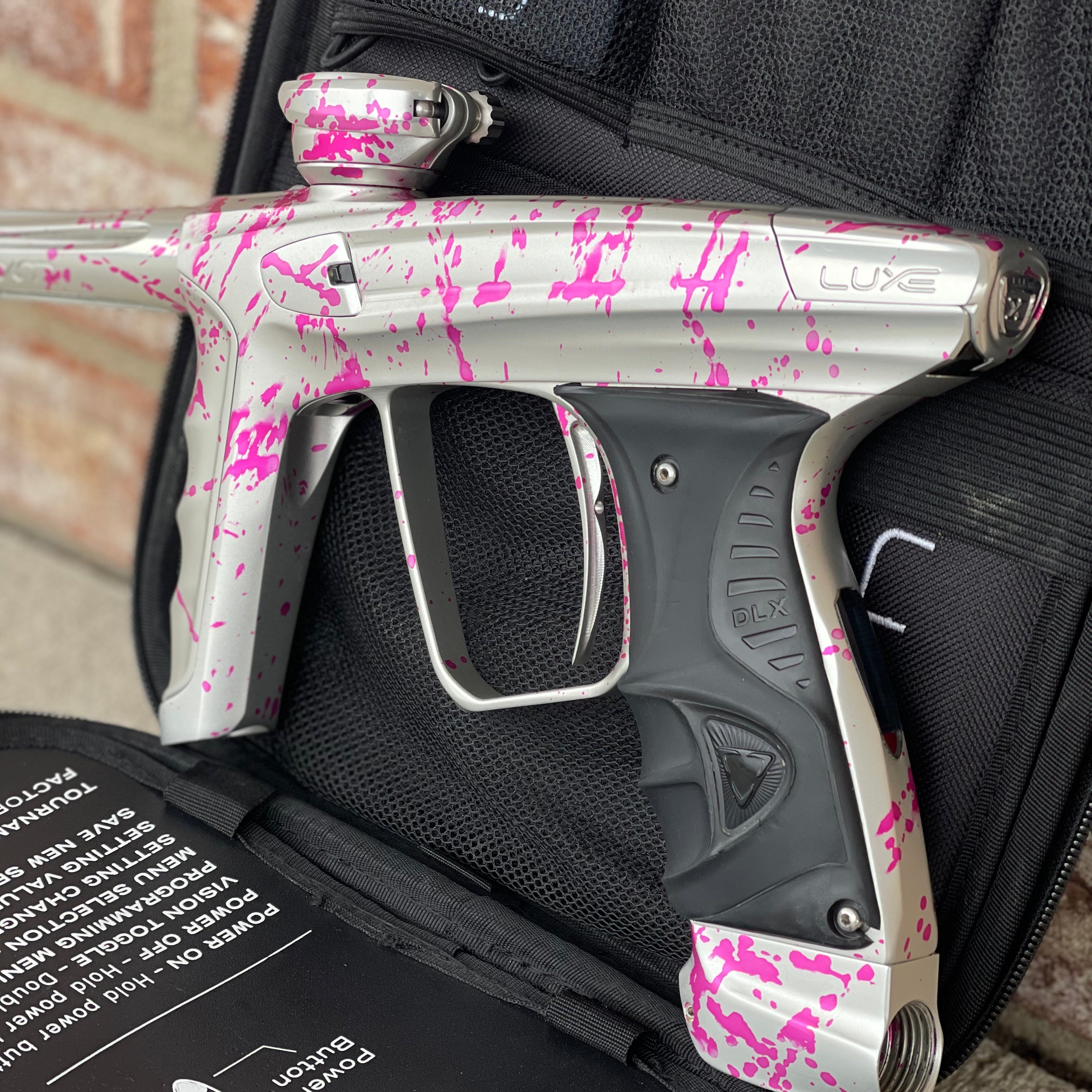 Used DLX Luxe X Paintball Gun - Silver Pink Splash