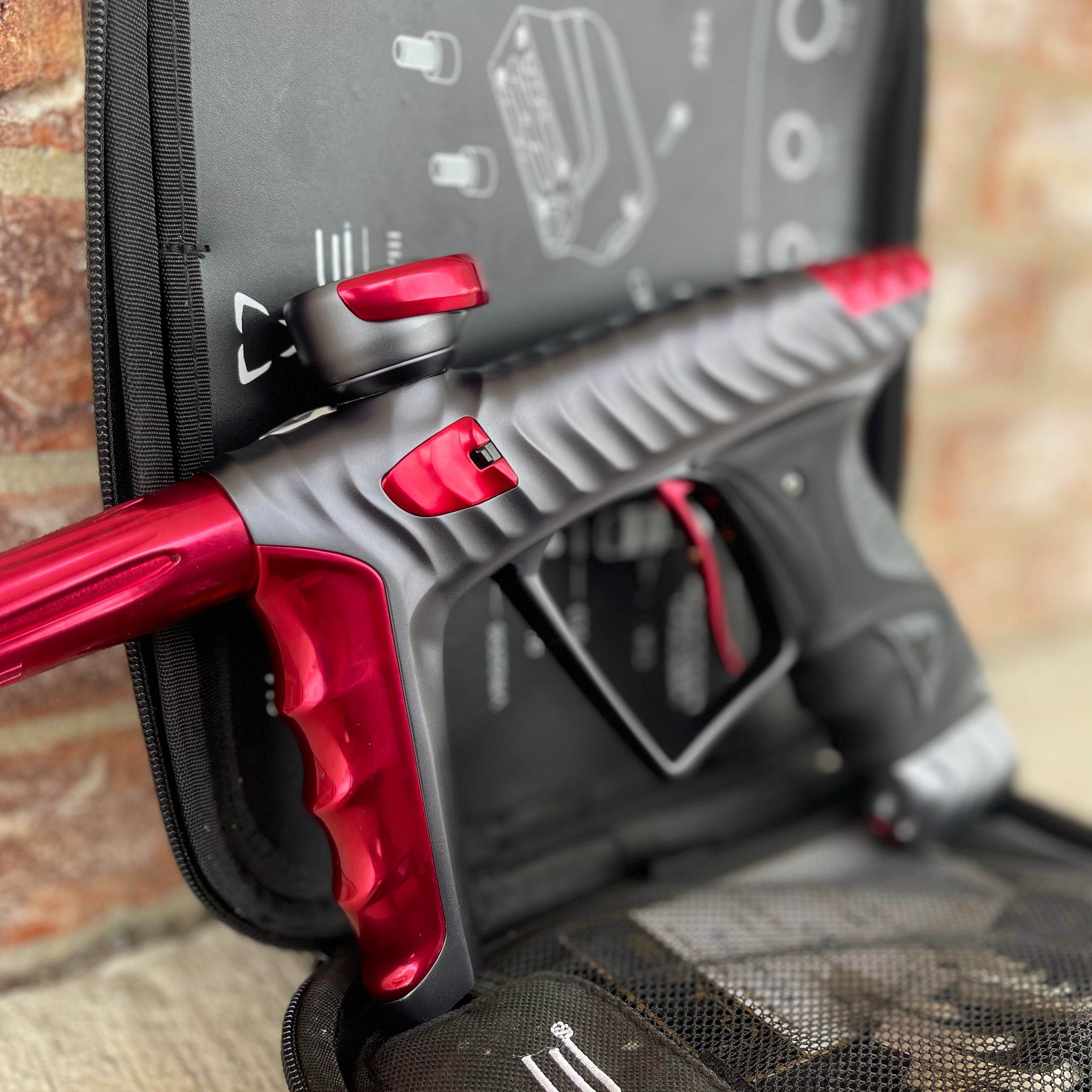 Used DLX HK Army Ripper Luxe X Paintball Gun - Dust Pewter / Gloss Red