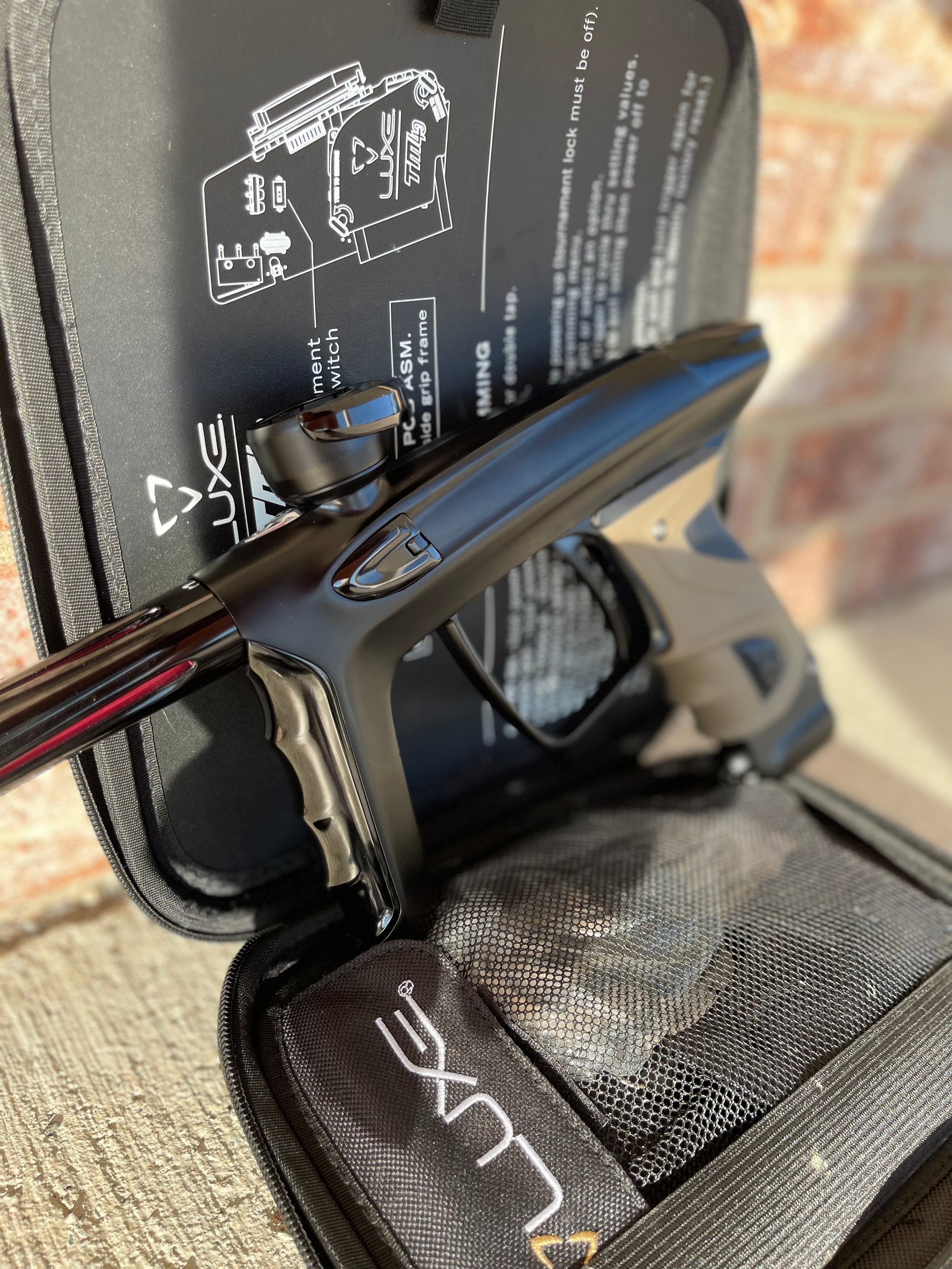 Used DLX Luxe TM40 Paintball Gun - Dust Black / Gloss Black w/ Tan Grips