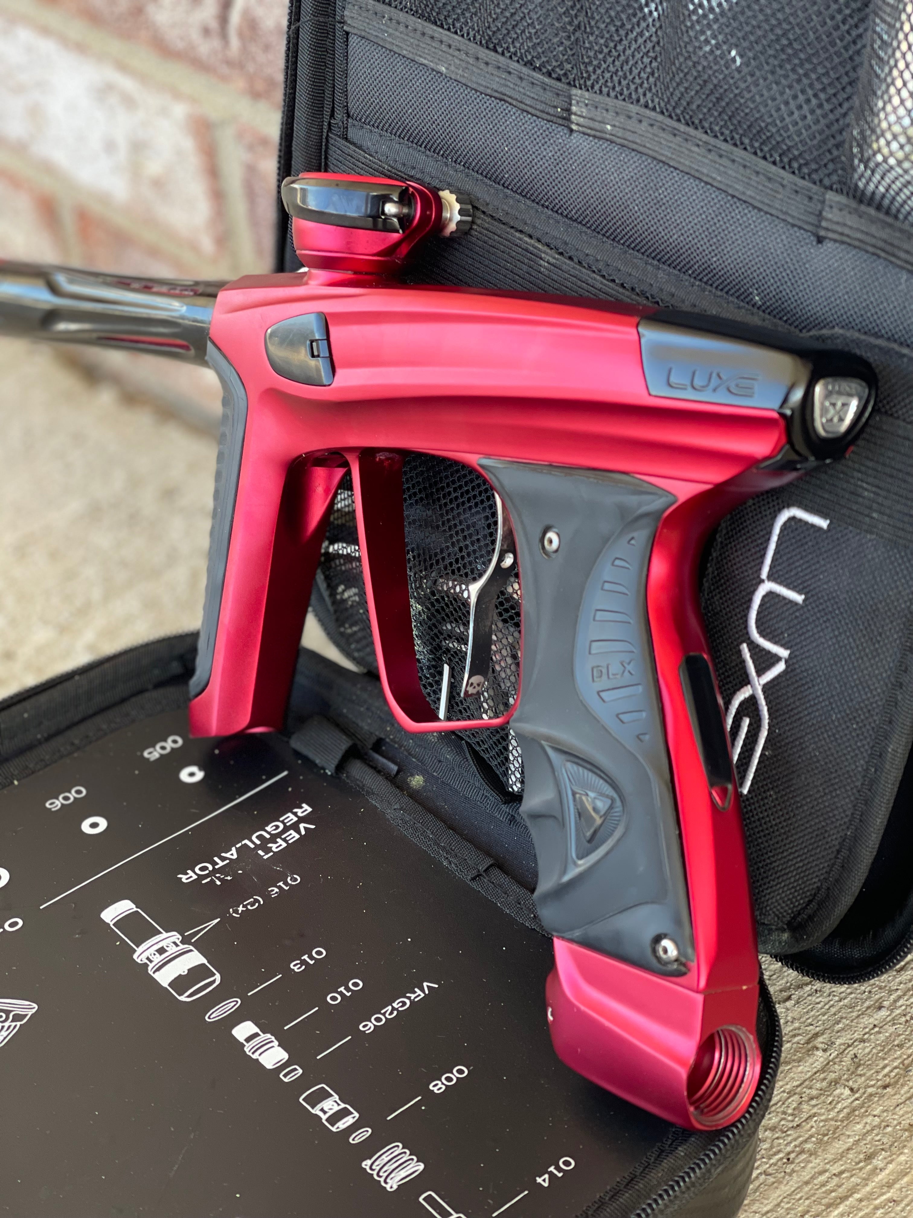 Used DLX Luxe X Paintball Gun - Dust Red w/ Infamous Deuce Trigger