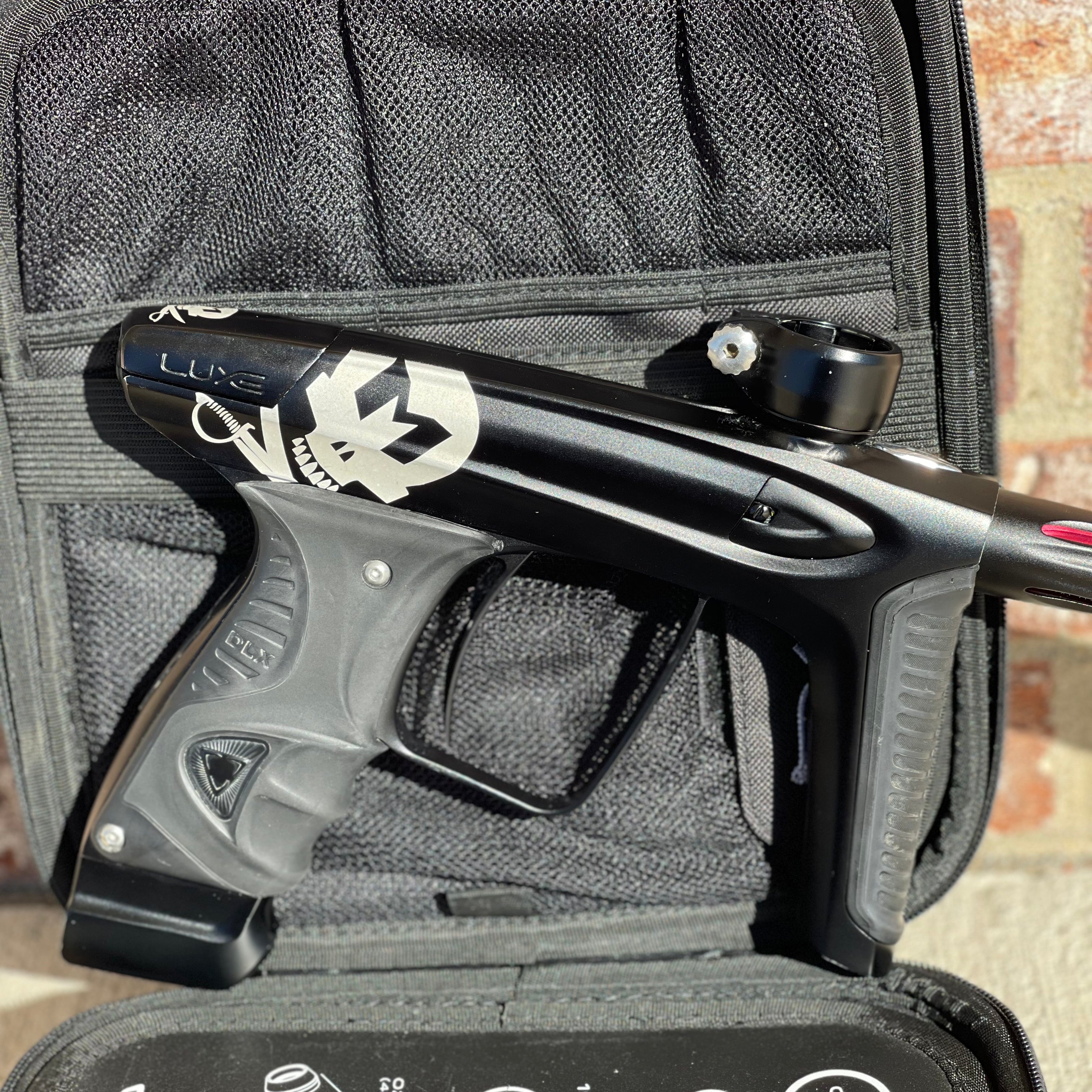 Used DLX Luxe Ice Paintball Gun - LE Mutiny Dust Black w/ Black and Green Grip Kit, Deuce Trigger