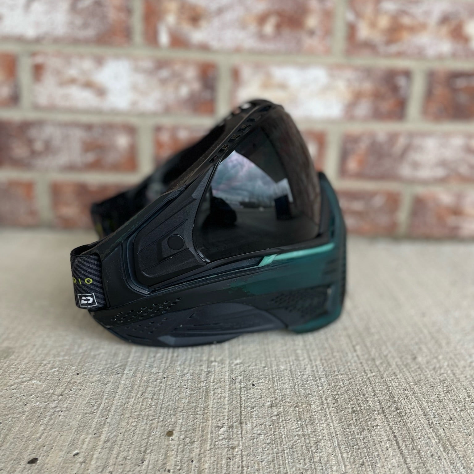 Used Push Unite Paintball Mask - Black/Green with Hard Case