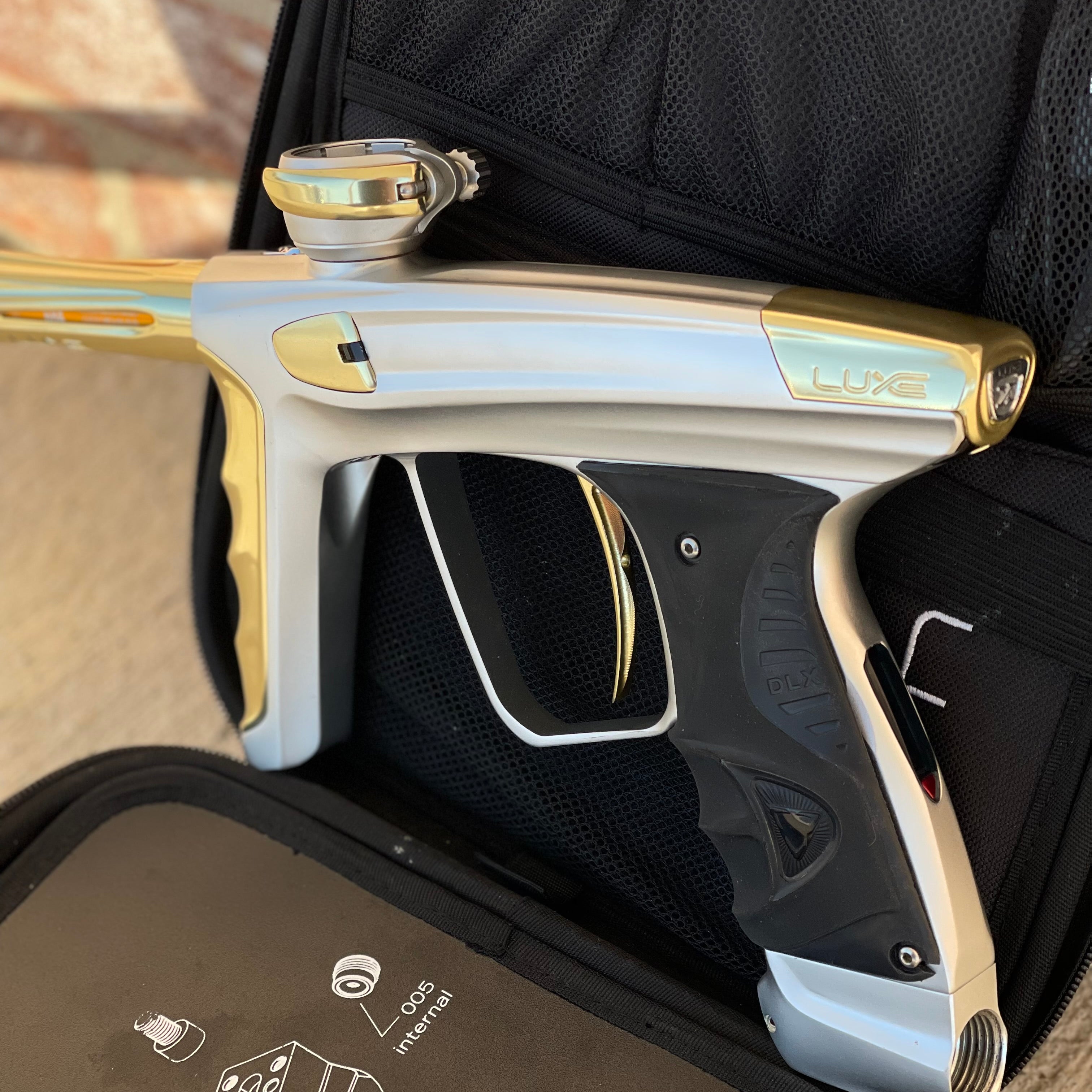Used DLX Luxe X Paintball Gun - Dust White/Polished Gold