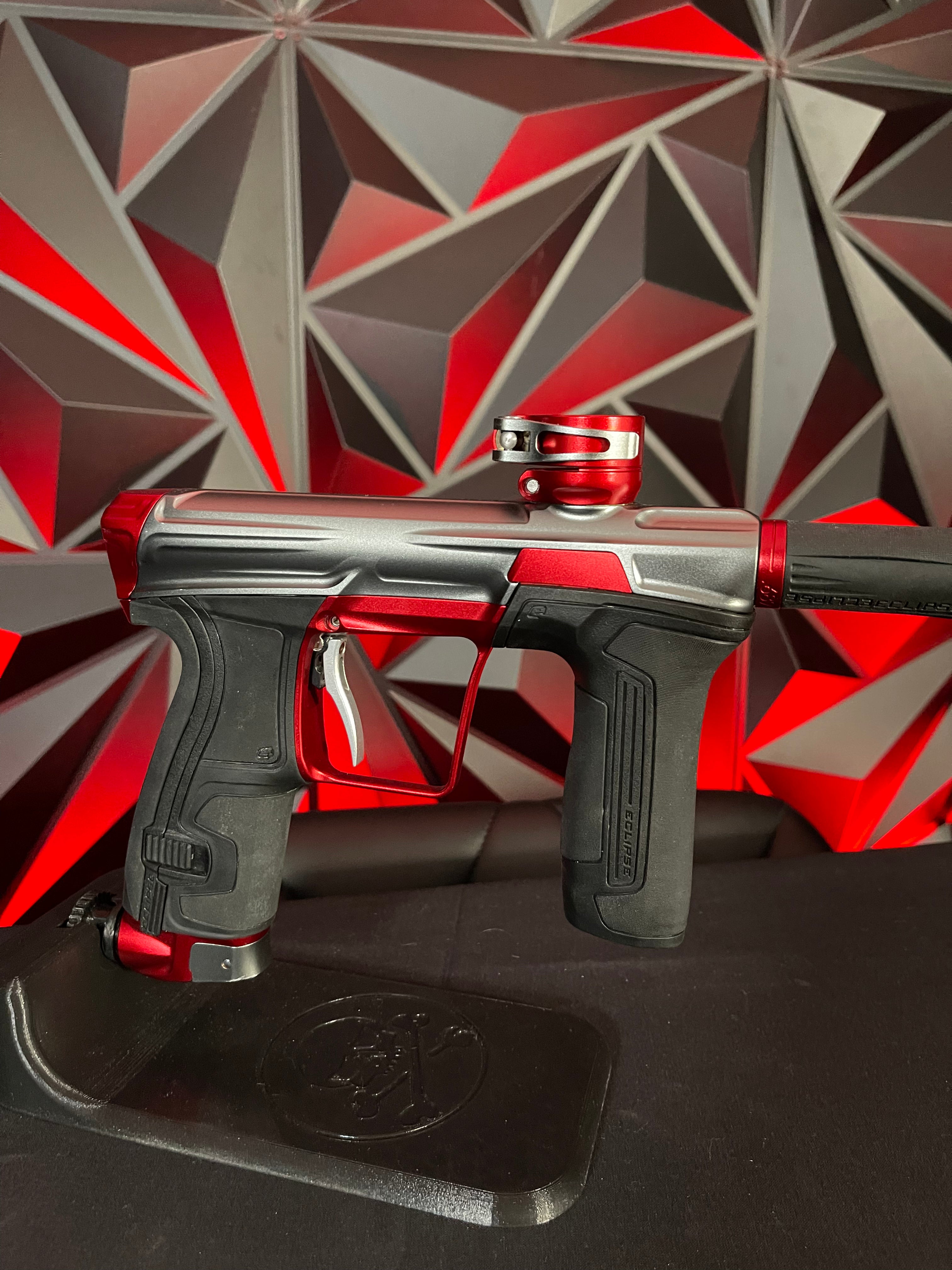 Used Planet Eclipse CS2 Paintball Marker- Grey / Red w/ 2 FL Backs