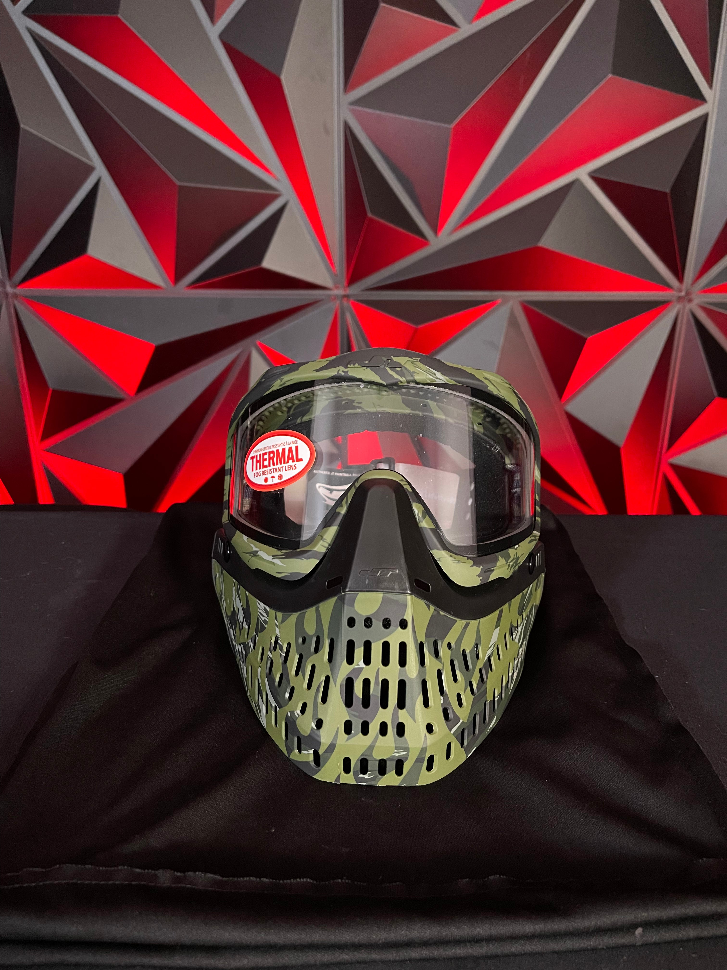 Used JT Proflex Paintball Mask - Tiger Stripe Camo Skirt w/Tiger Stripe Camo Frame & Soft Goggle Bag