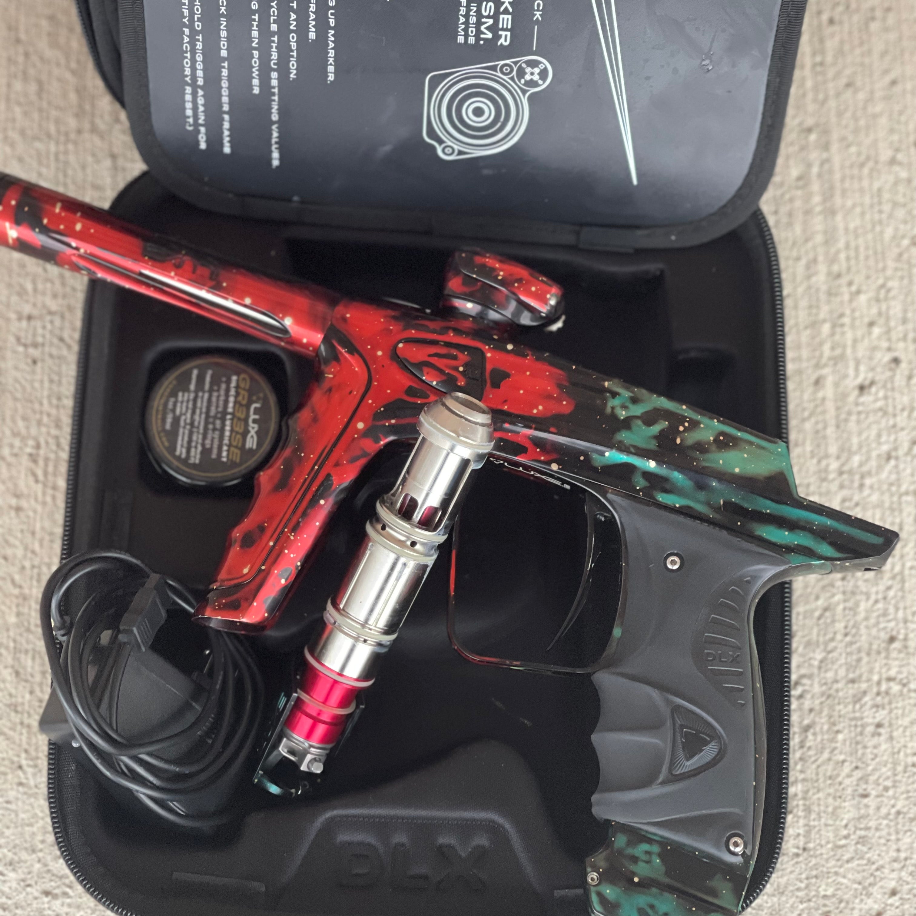 Used DLX Luxe Ice Paintball Gun - Red/Green Galaxy (1 of 15)