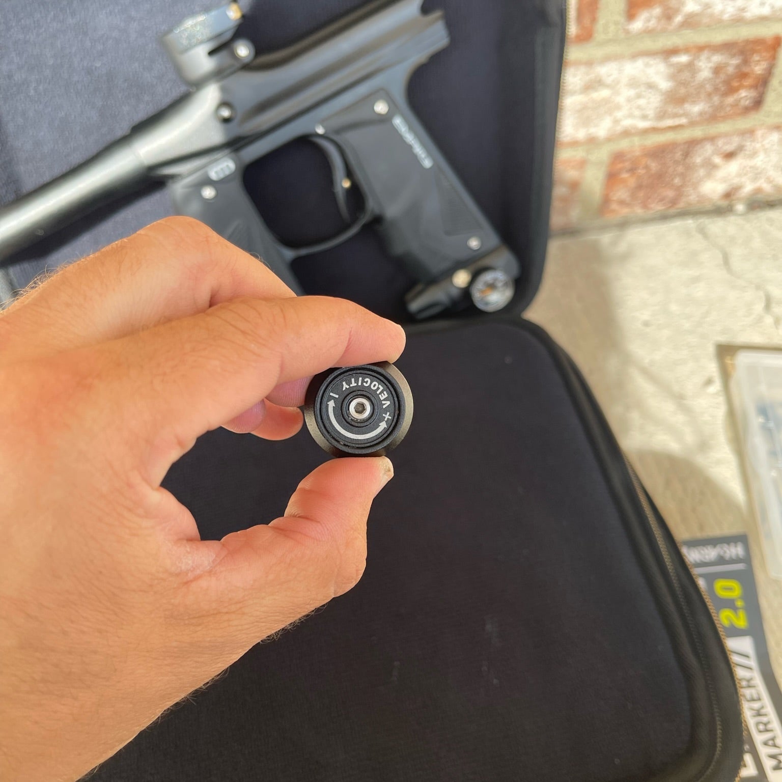 Used Empire Mini GS Paintball Gun - Black w/ 2 Piece Barrel & HK Army Exo 2.0 Marker Case