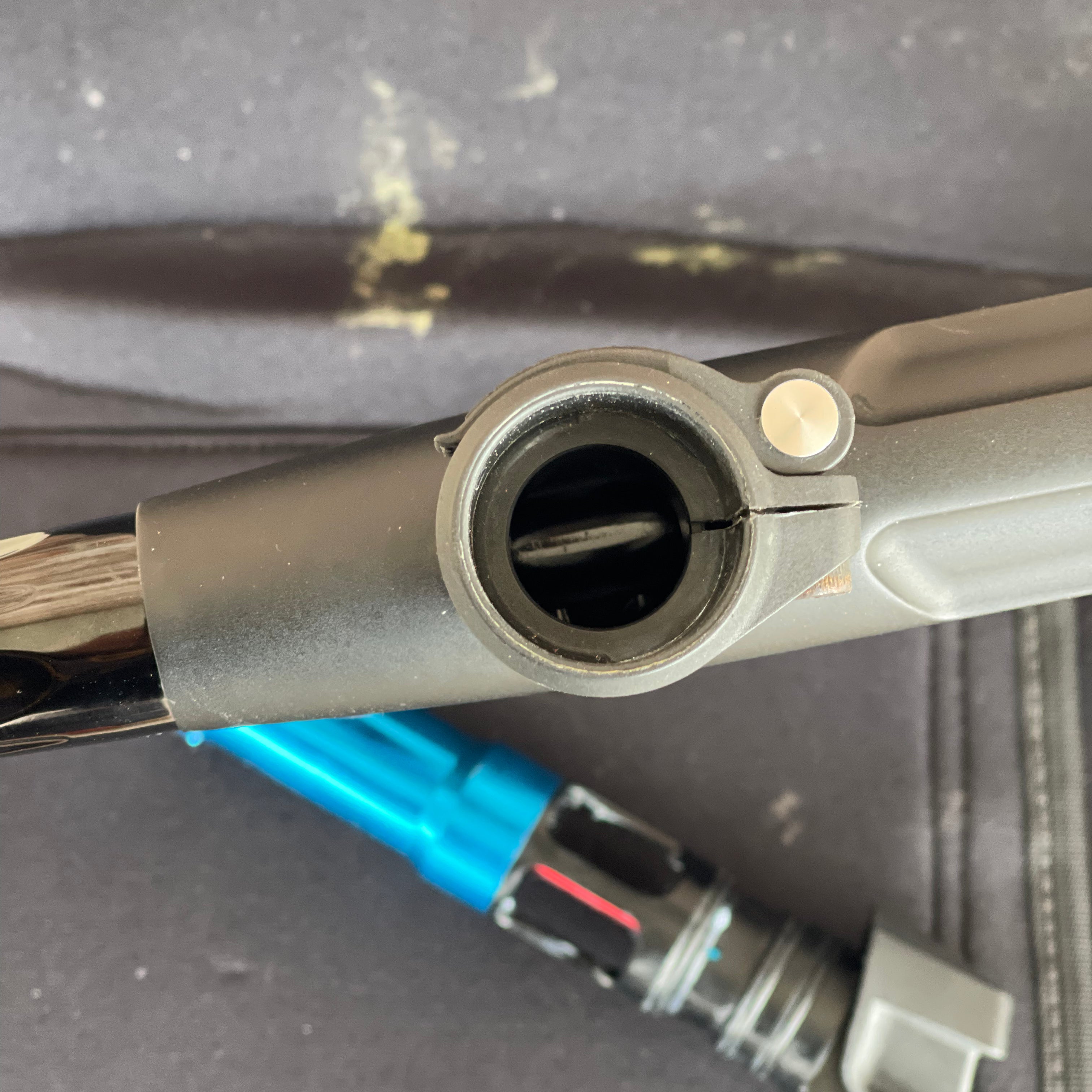 Used Planet Eclipse Gtek OLED Paintball Marker- Black with Gmek Frame, Deadlywinds 14" Carbon Fiber Tip, POPS ASA w/Dropdown Rail