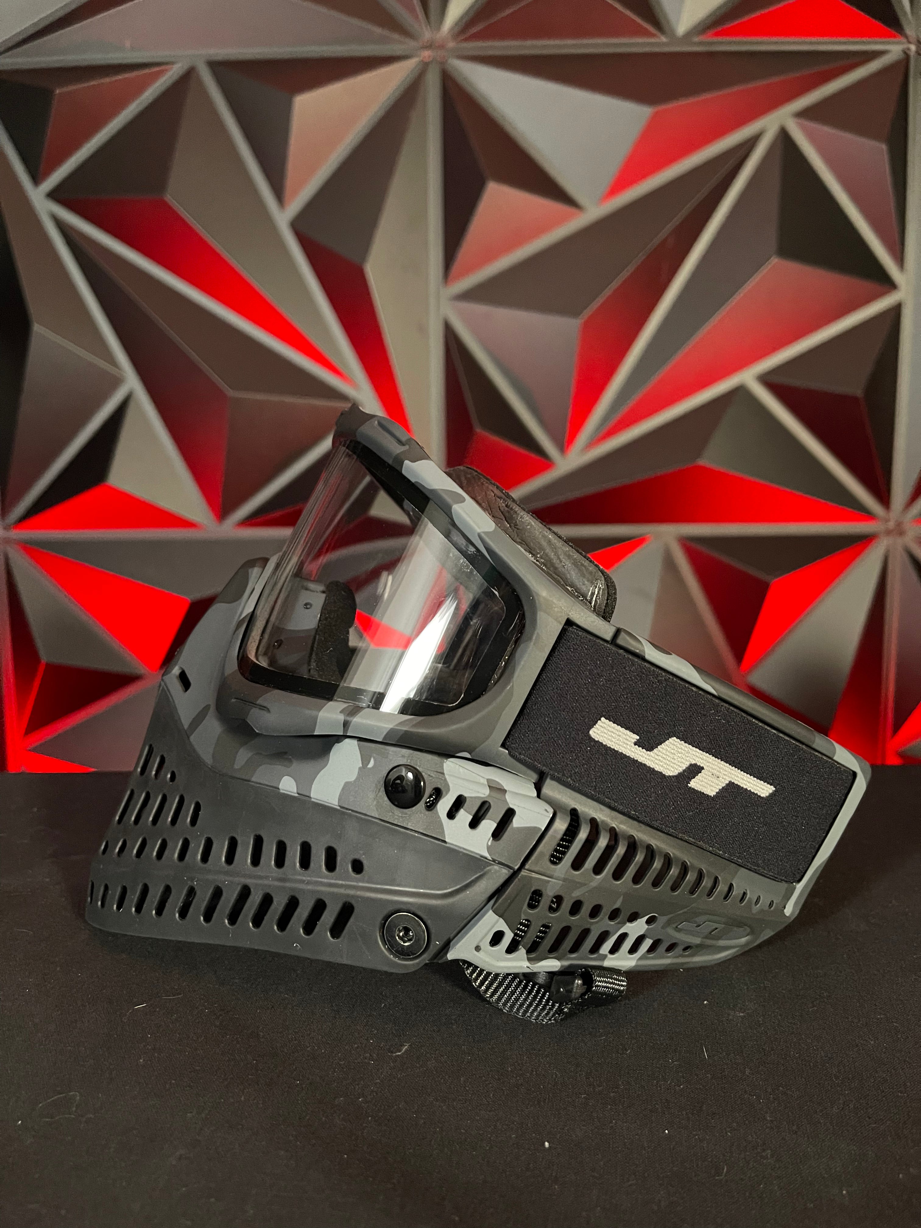 Used JT Proflex Paintball Mask - Black Camo Skirt w/Black Camo Frame