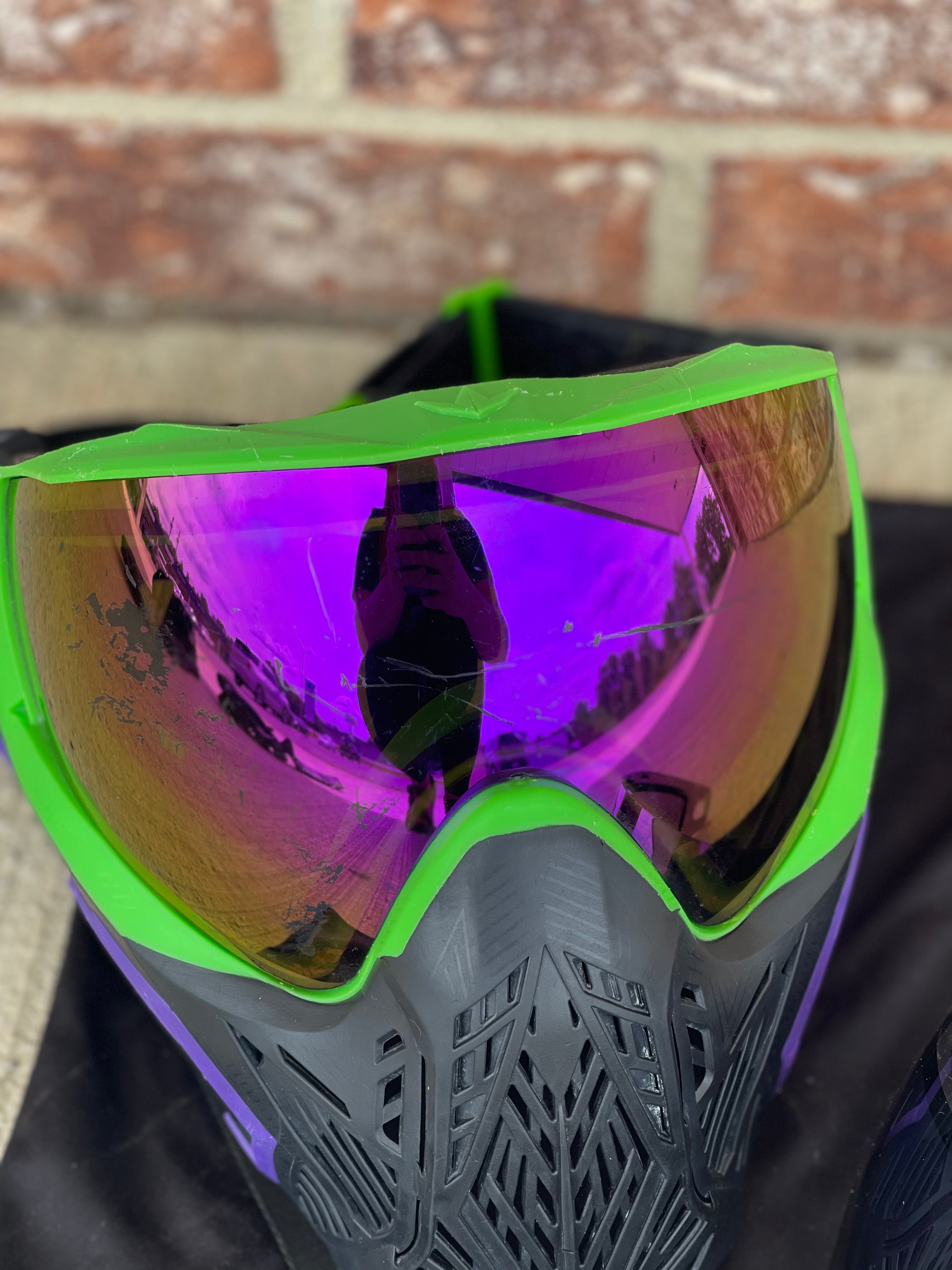 Used Bunker Kings CMD Paintball Mask - Sucker Tenticles w/ Soft Goggle Bag and Extra Lens