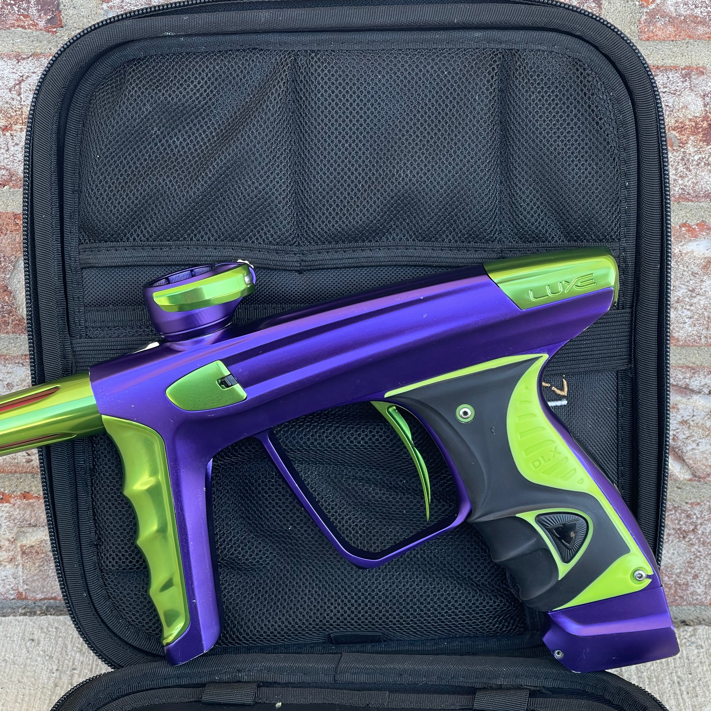 Used DLX Luxe X Paintball Gun - Dust Purple / Polished Green