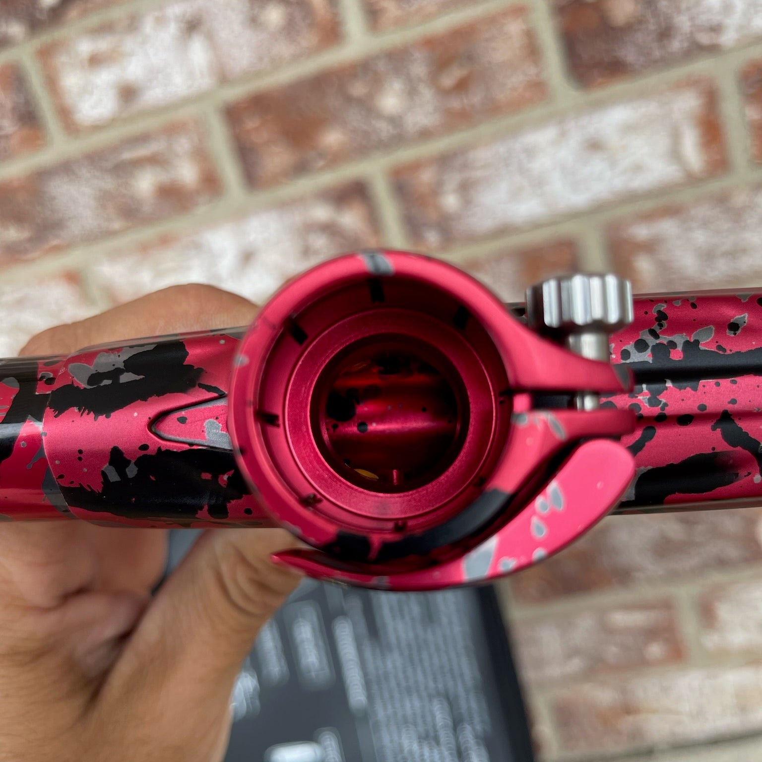 Used DLX HK Army A51 Luxe X Paintball Gun - Red w/ Black & Grey Splash