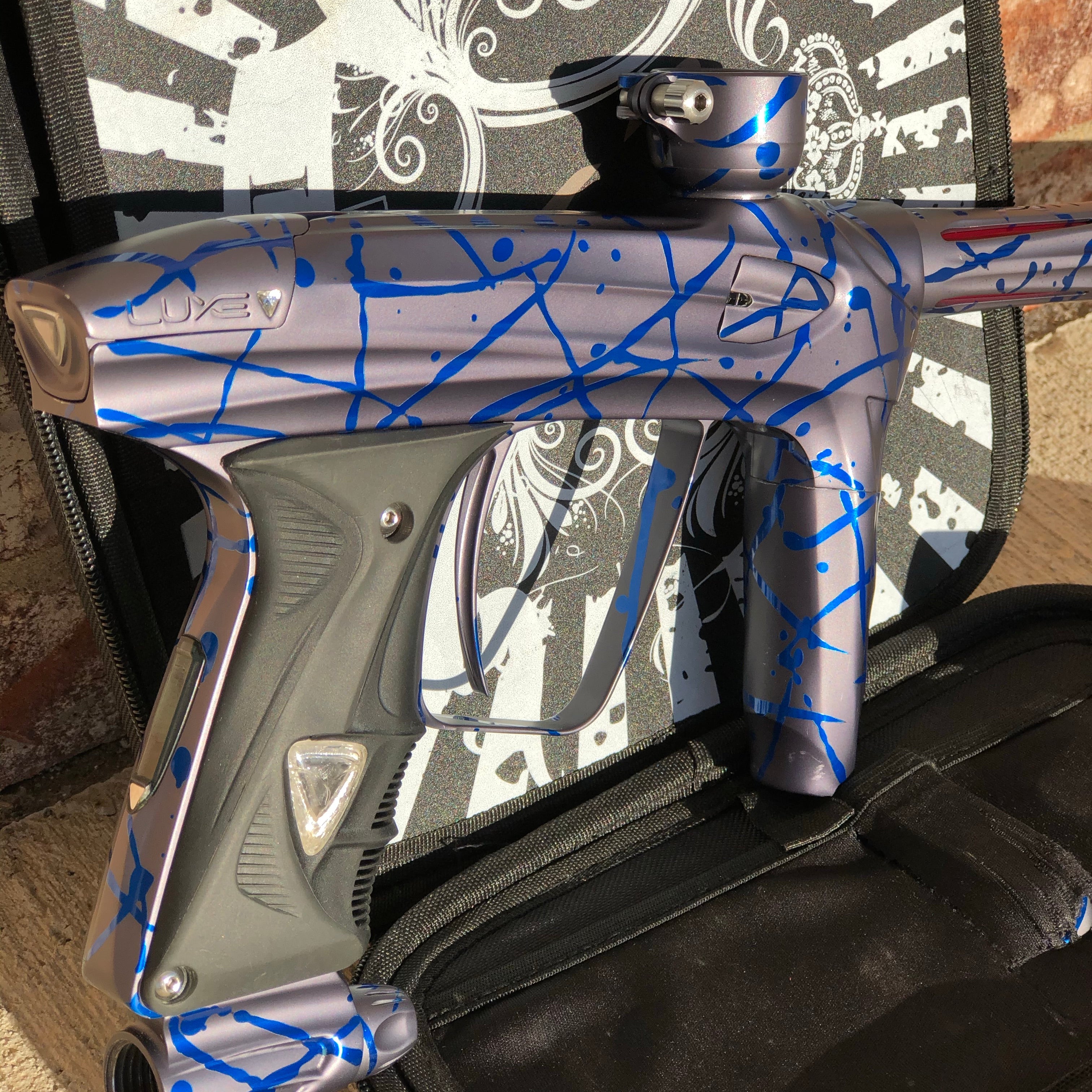 Used DLX Luxe 2.0 Oled Paintball Gun - Grey / Blue Splash LIMITED