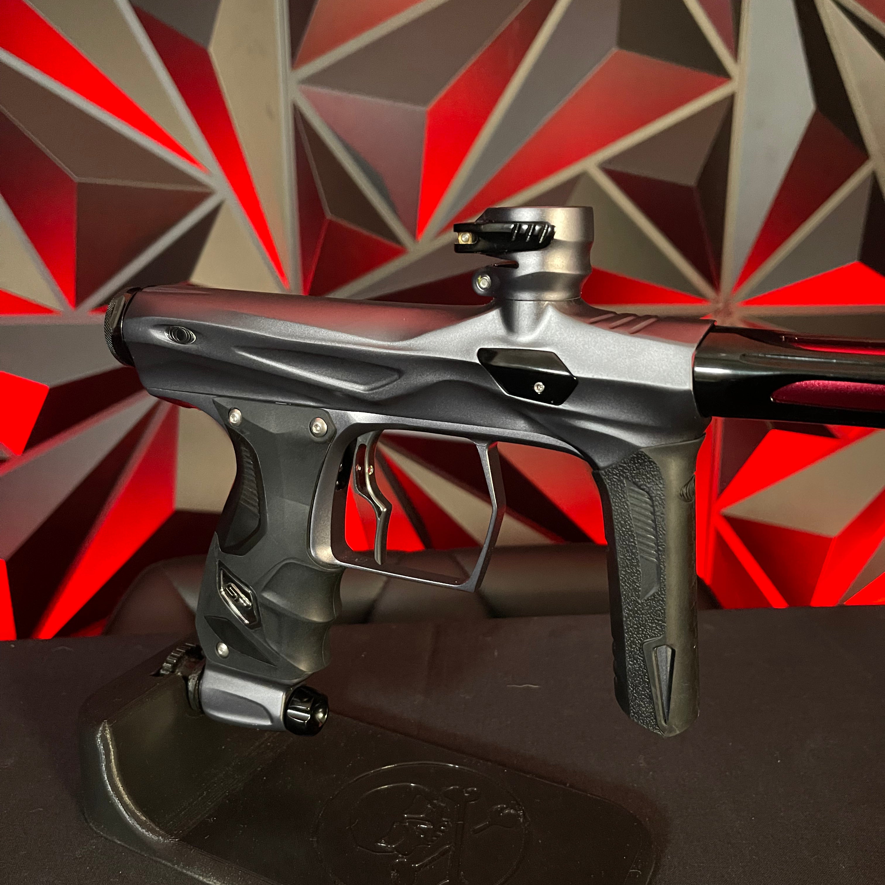 Used Shocker Amp Paintball Gun - Pewter w/ SSC Soft Tip Bolt + Infamous Deuce Trigger