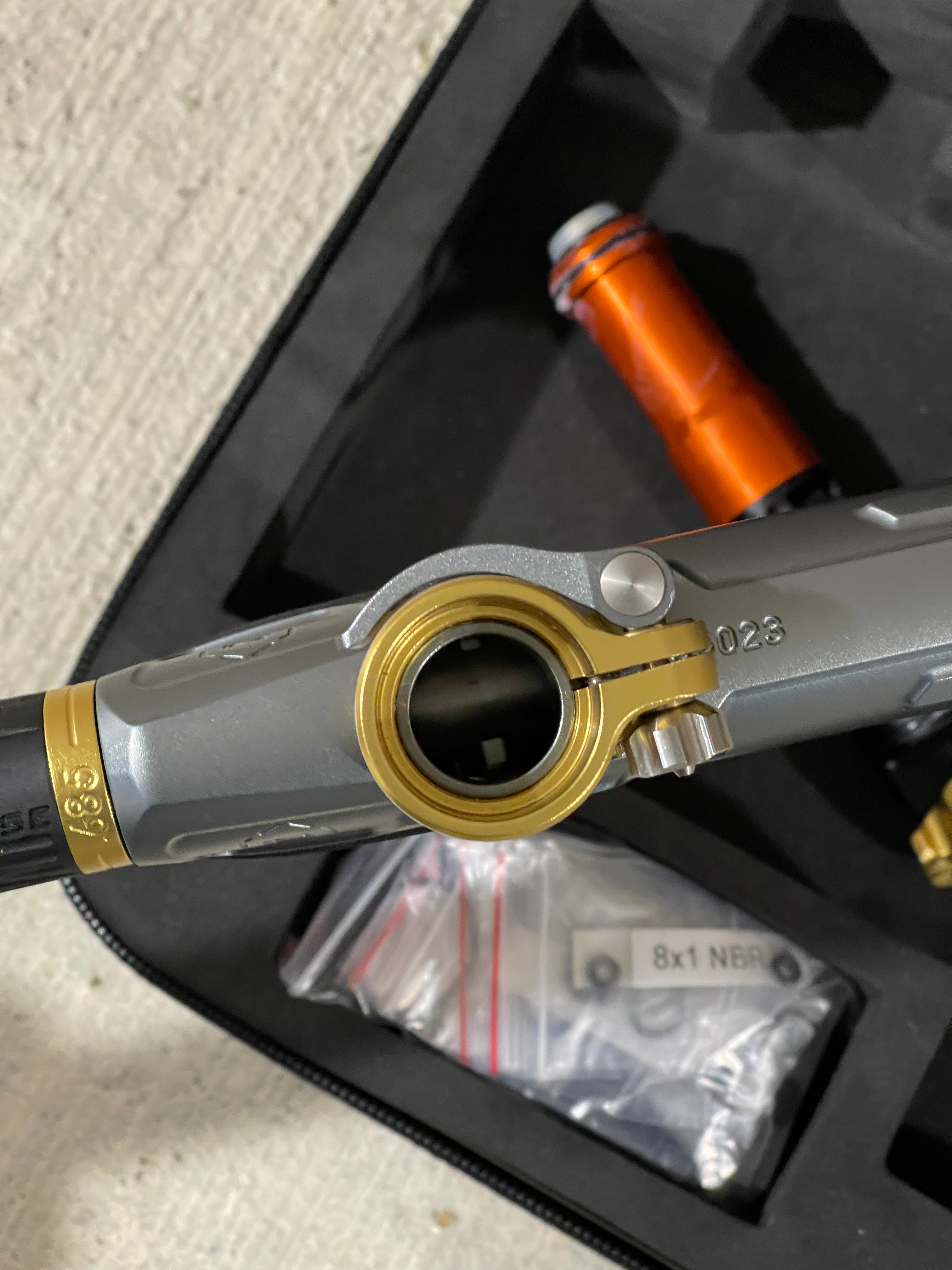 Used Infamous / Planet Eclipse CS2 Paintball Gun - Grey / Gold w/ 3 FL Inserts