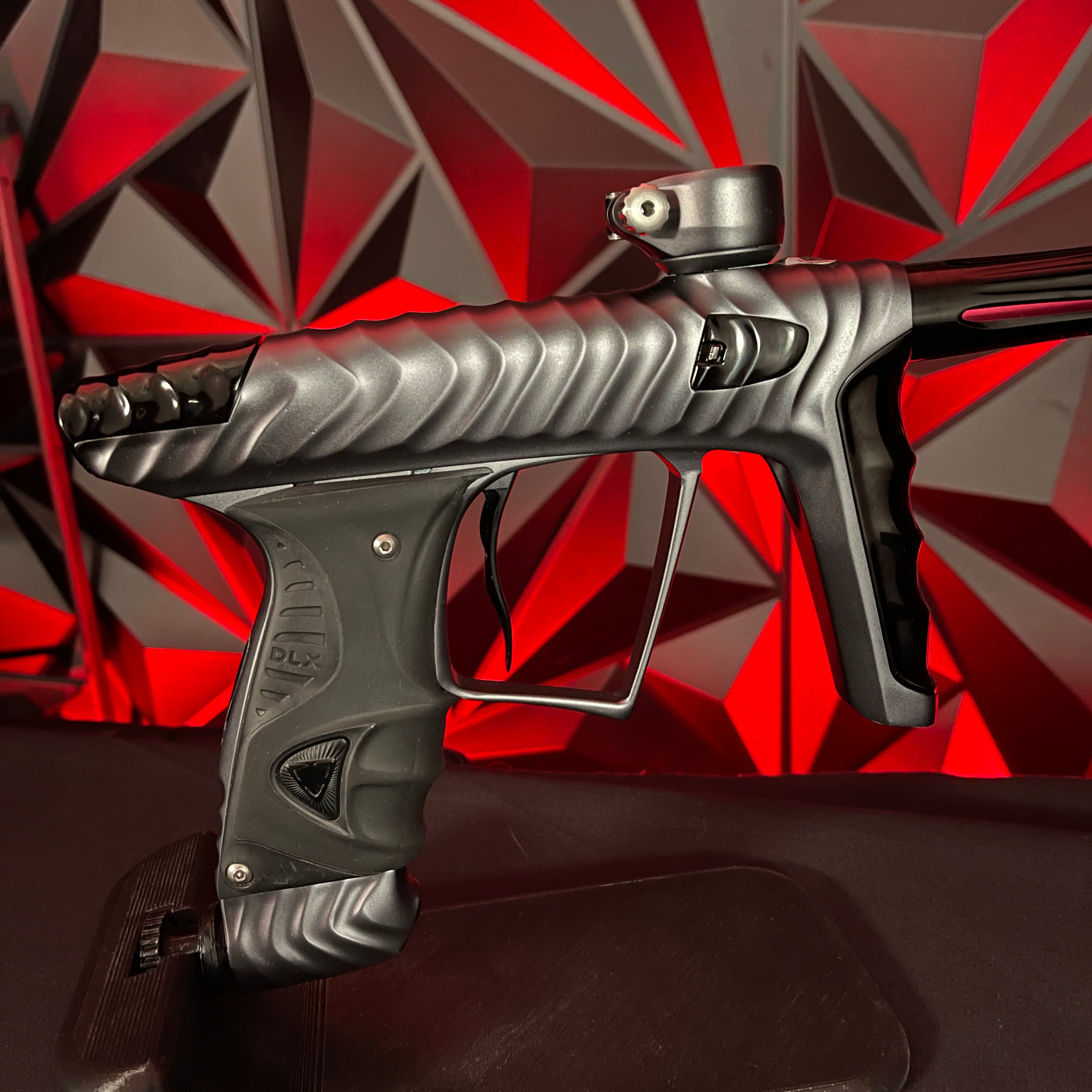 Used DLX Luxe X/HK Army Ripper Paintball Gun - Dust Pewter/ Polished Black w/ Deuce Trigger