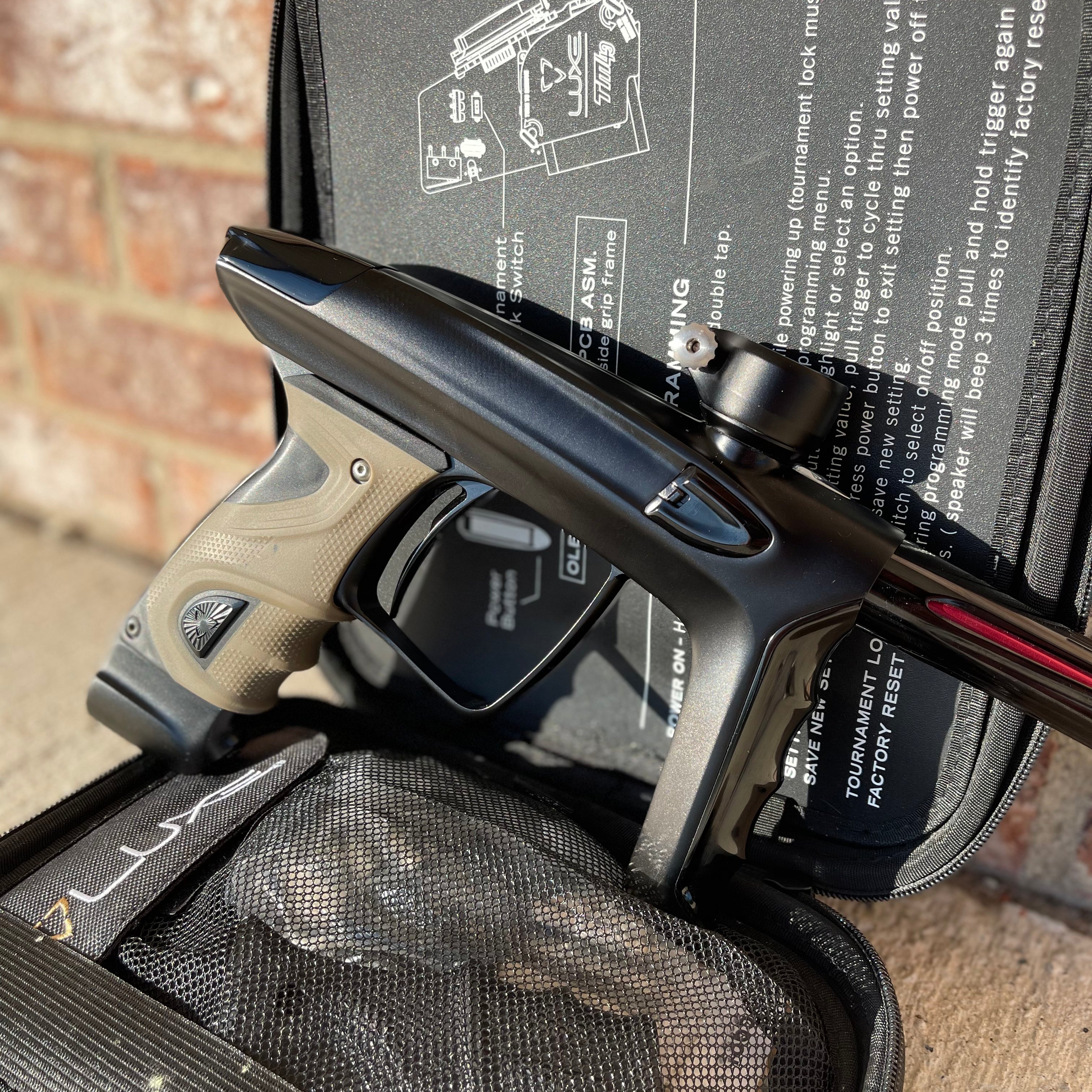 Used DLX Luxe TM40 Paintball Gun - Dust Black / Gloss Black w/ Tan Grips