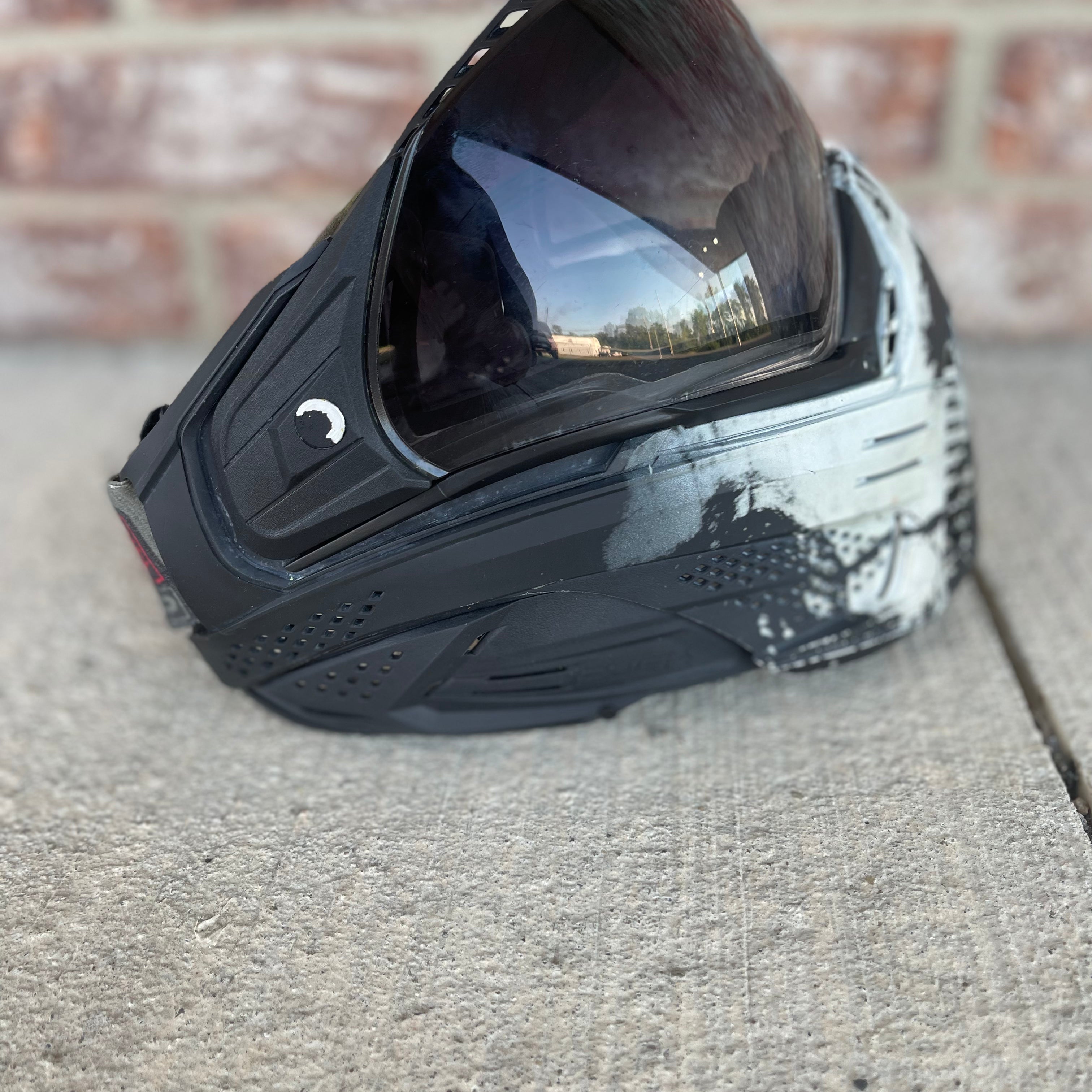 Used Push White Skull Paintball Mask w/ Hard Carry Case