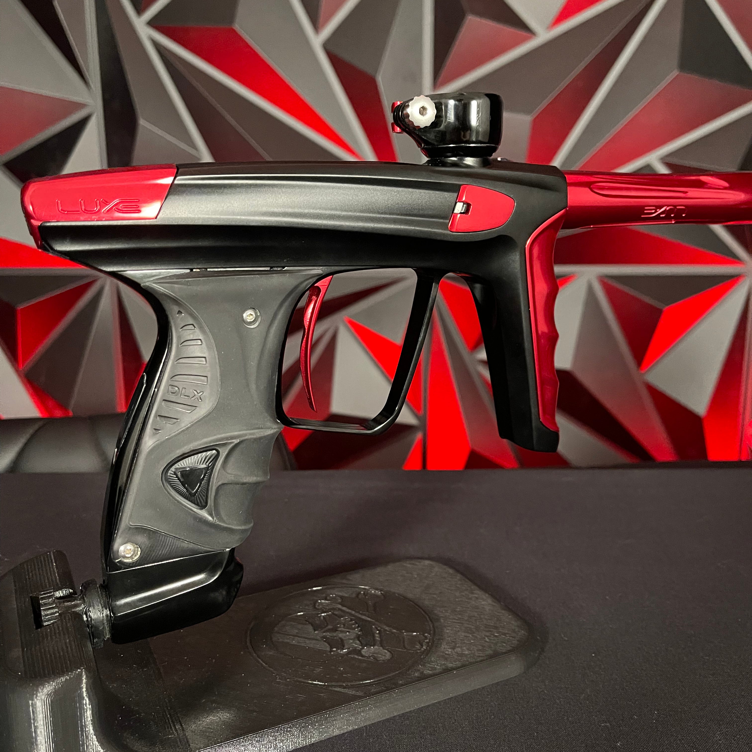Used DLX Luxe X Paintball Gun - Dust Black Body/Gloss Trigger Frame/Red Accents