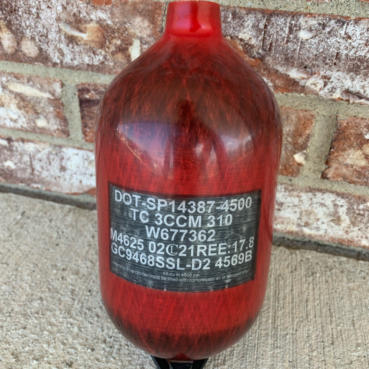 Used Ninja SL2 68/4500 Paintball Tank - Red - Bottle Only w/ HK Army Tank Case