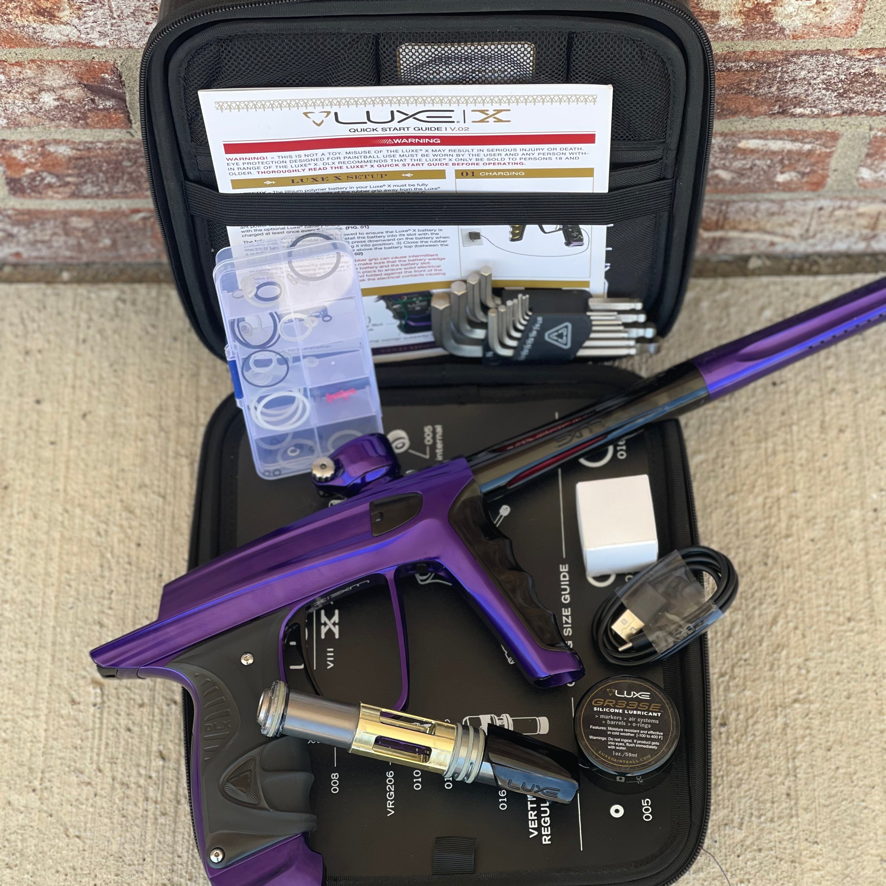 Used DLX Luxe X Paintball Gun - Gloss Purple / Gloss Black