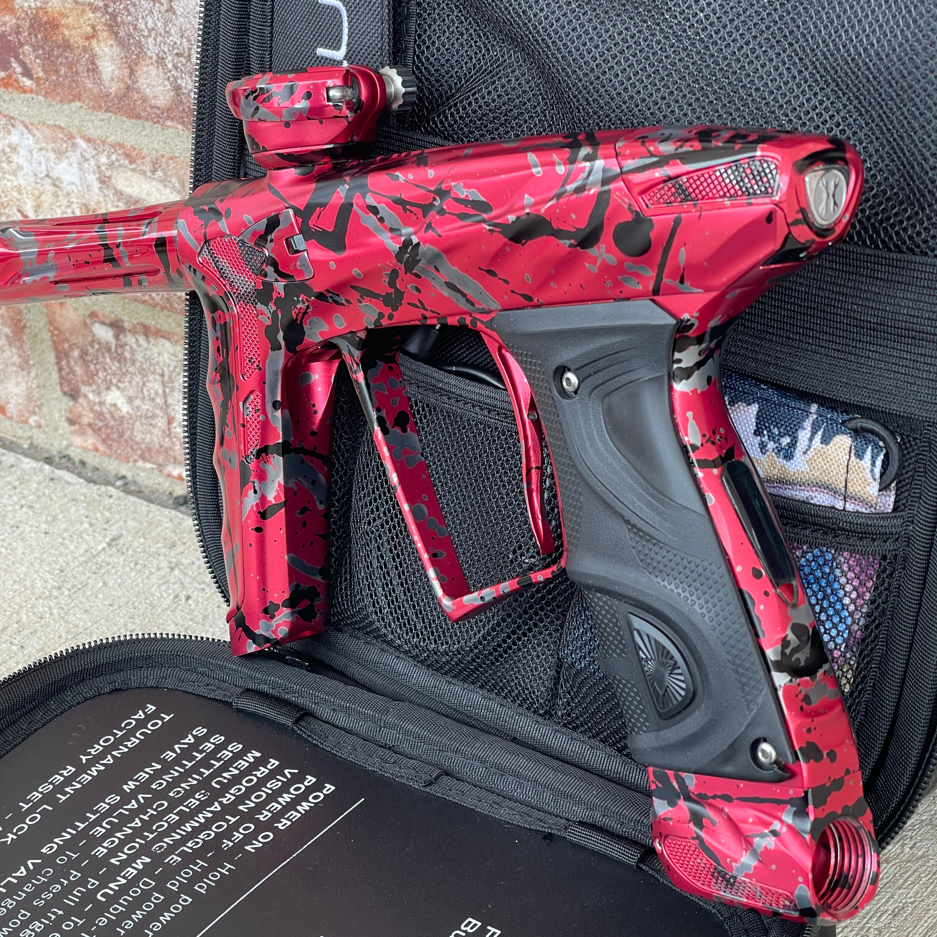 Used DLX HK Army A51 Luxe X Paintball Gun - Red w/ Black & Grey Splash