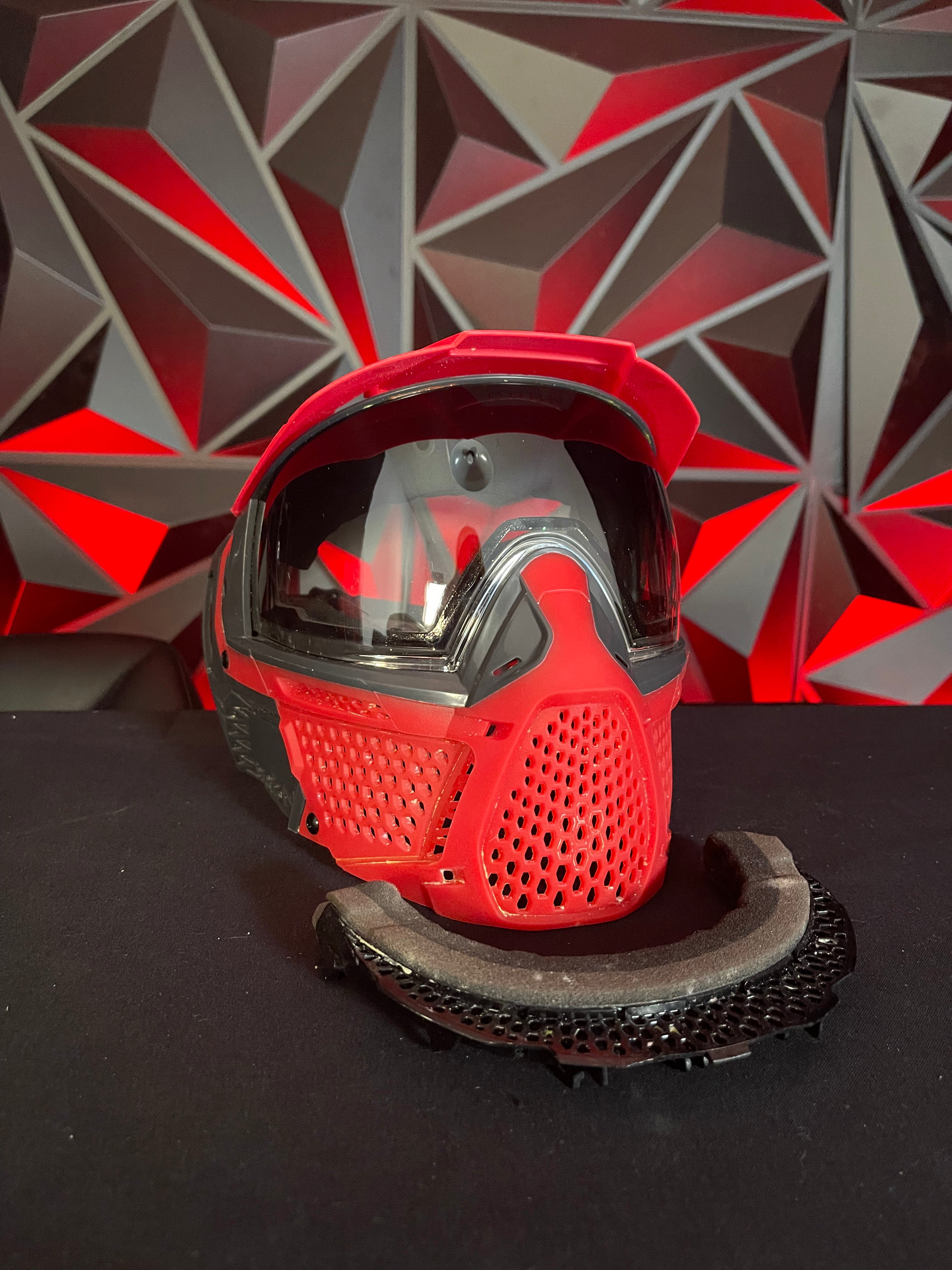Used Carbon Zero Pro Paintball Mask - LESS Coverage - Crimson (Red/Black) w/ Case and spare visor clip