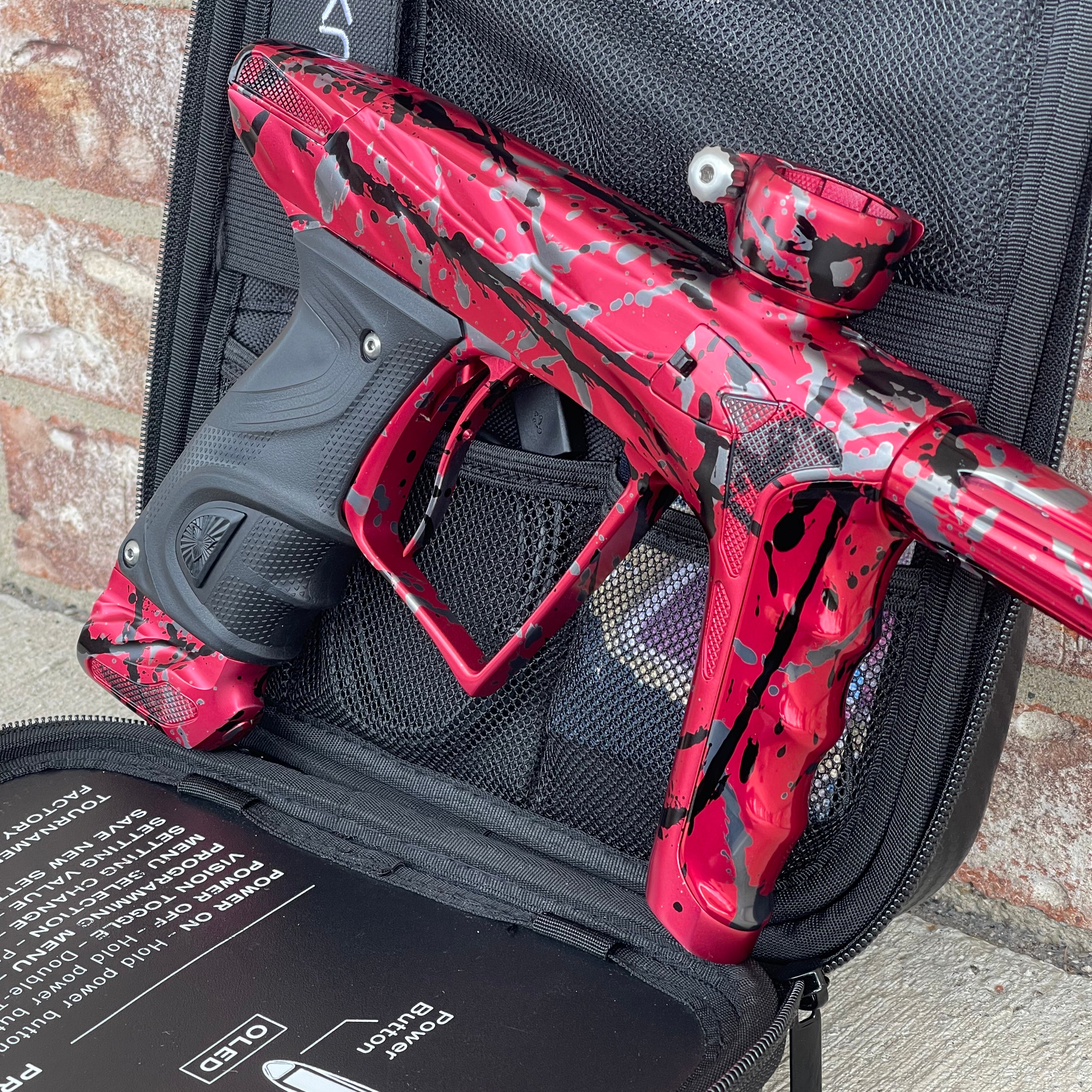 Used DLX HK Army A51 Luxe X Paintball Gun - Red w/ Black & Grey Splash