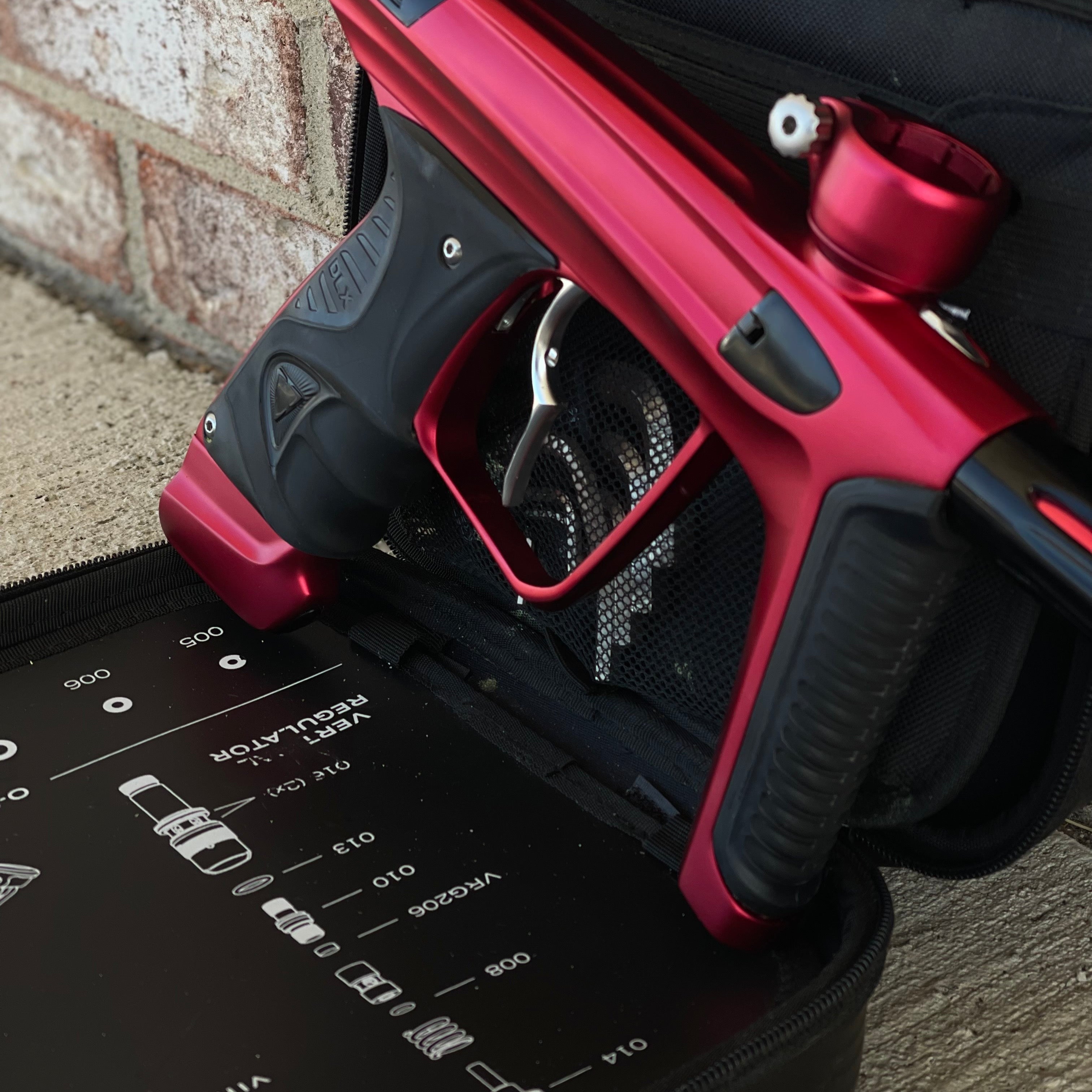 Used DLX Luxe X Paintball Gun - Dust Red w/ Infamous Deuce Trigger