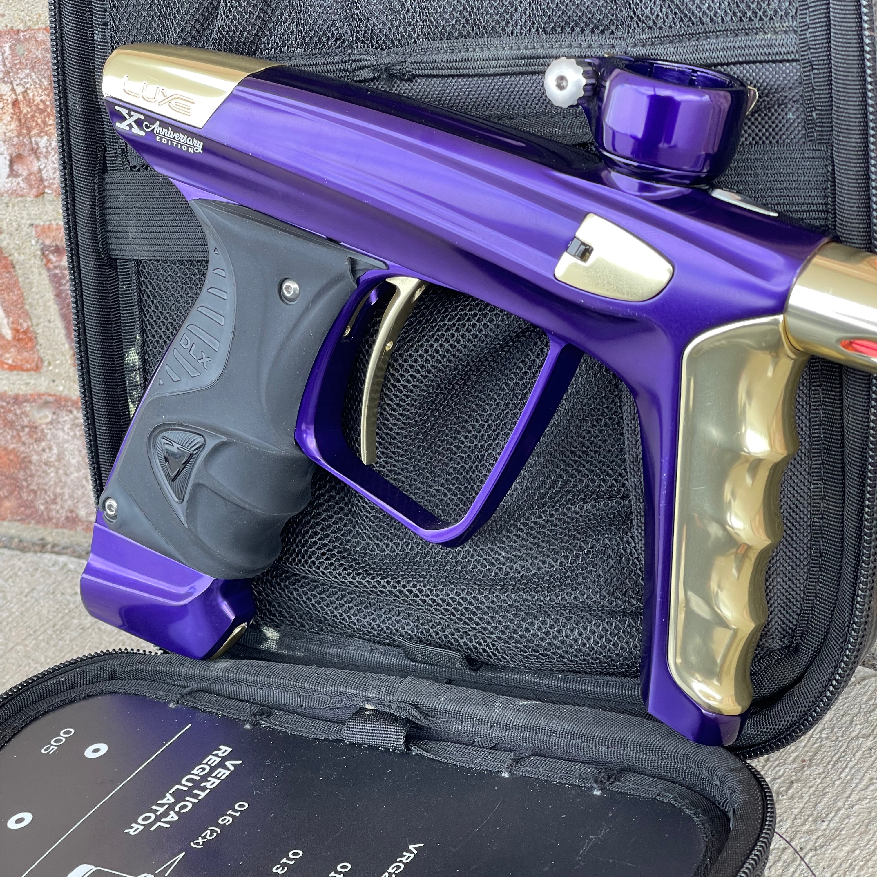 Used DLX Luxe X Paintball Gun - Polished Purple/Polished Gold - Anniversary Edition