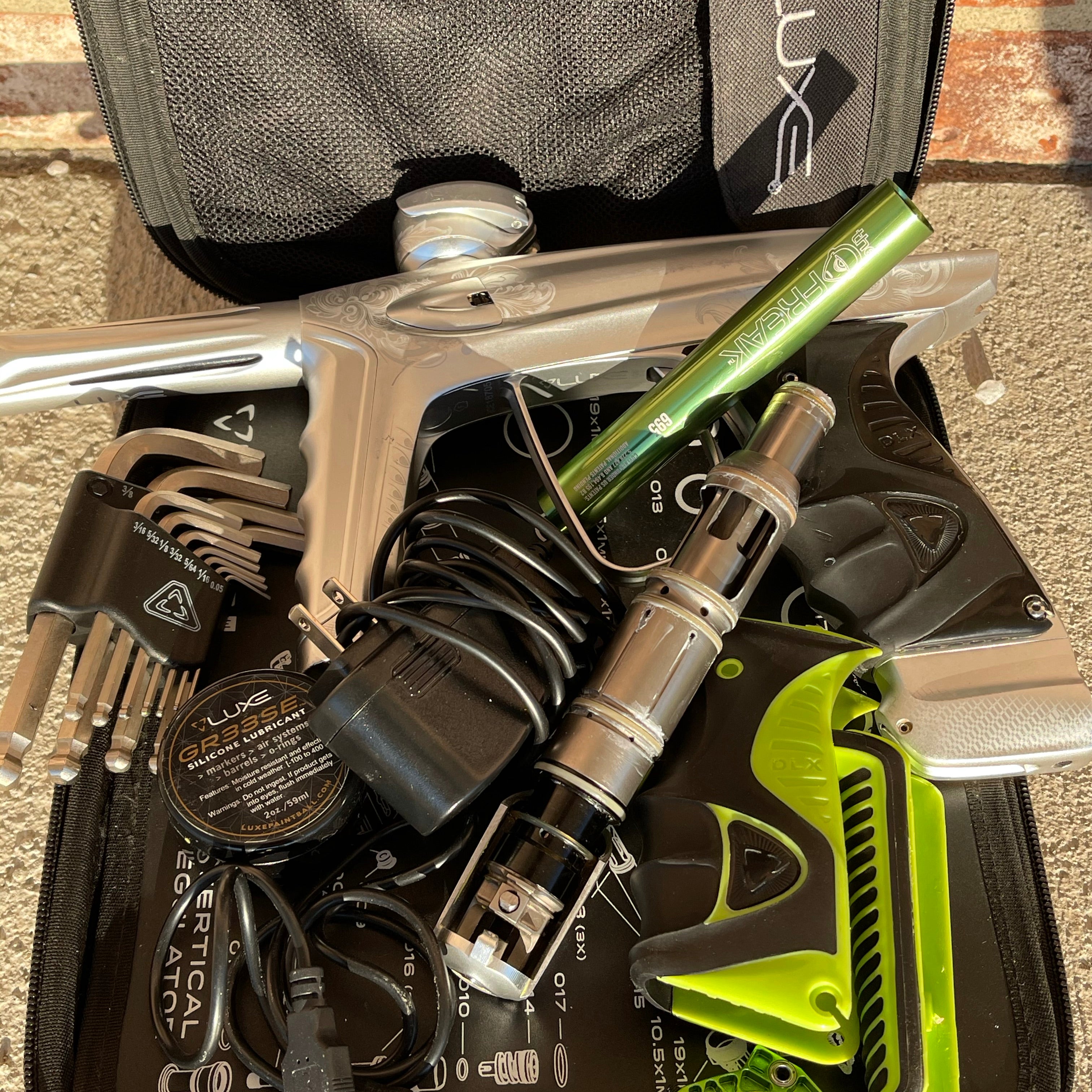 Used DLX Luxe Ice Paintball Gun - Silver w/ Laser Engraving