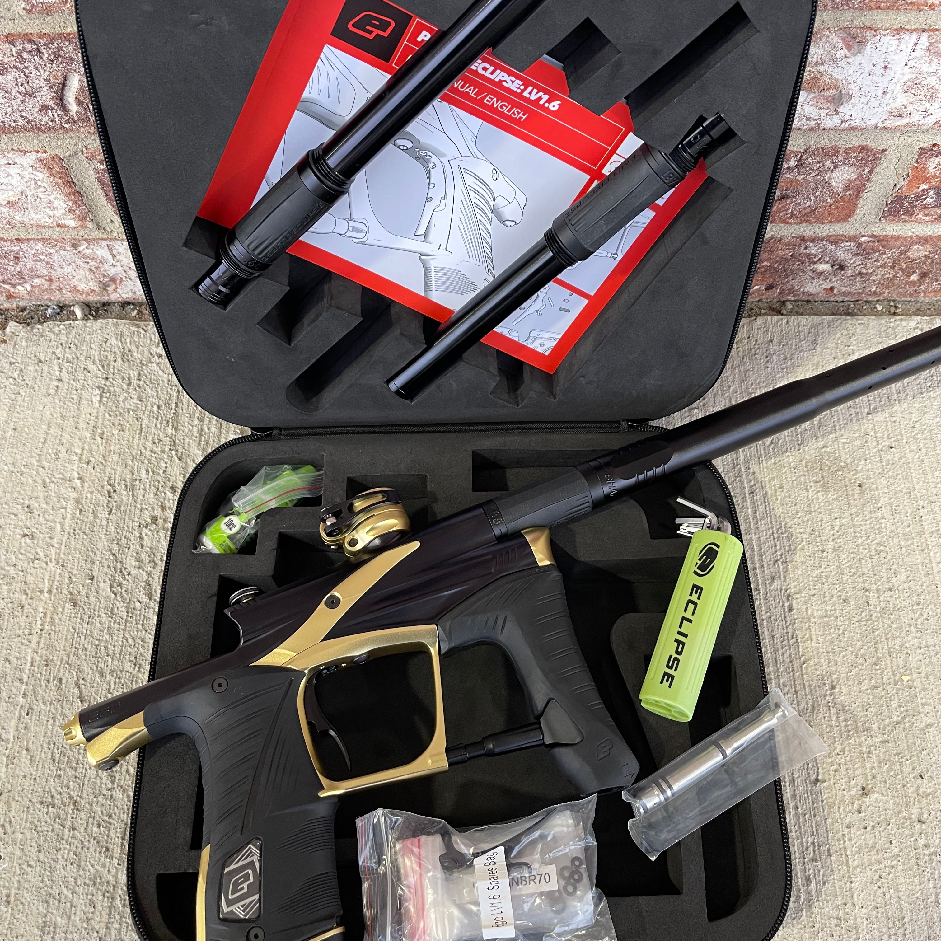 Used Planet Eclipse "Midnight Series" Lv1.6 Paintball Gun - Black / Gold w/ FL Kit & Scythe Trigger