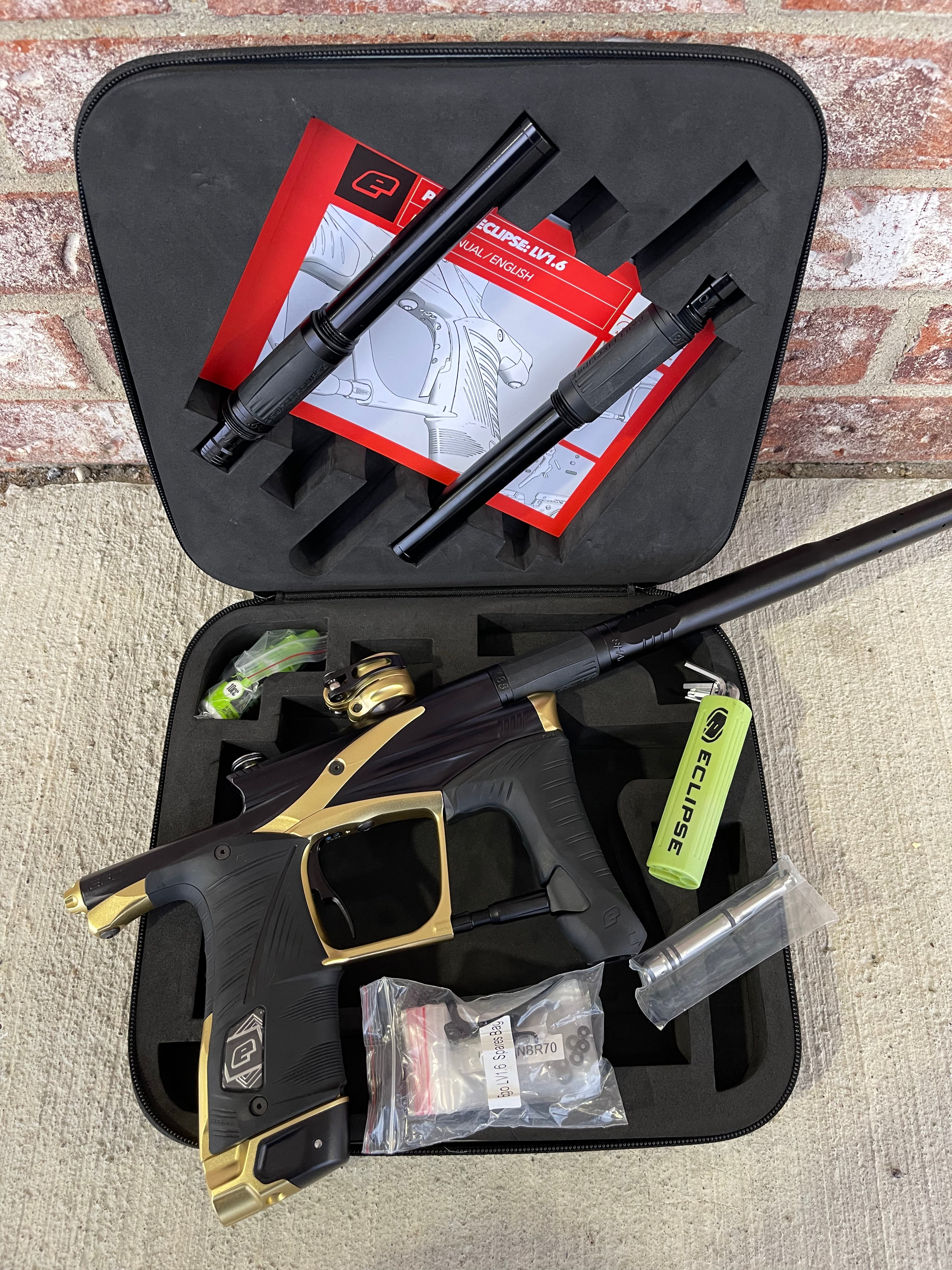 Used Planet Eclipse "Midnight Series" Lv1.6 Paintball Gun - Black / Gold w/ FL Kit & Scythe Trigger