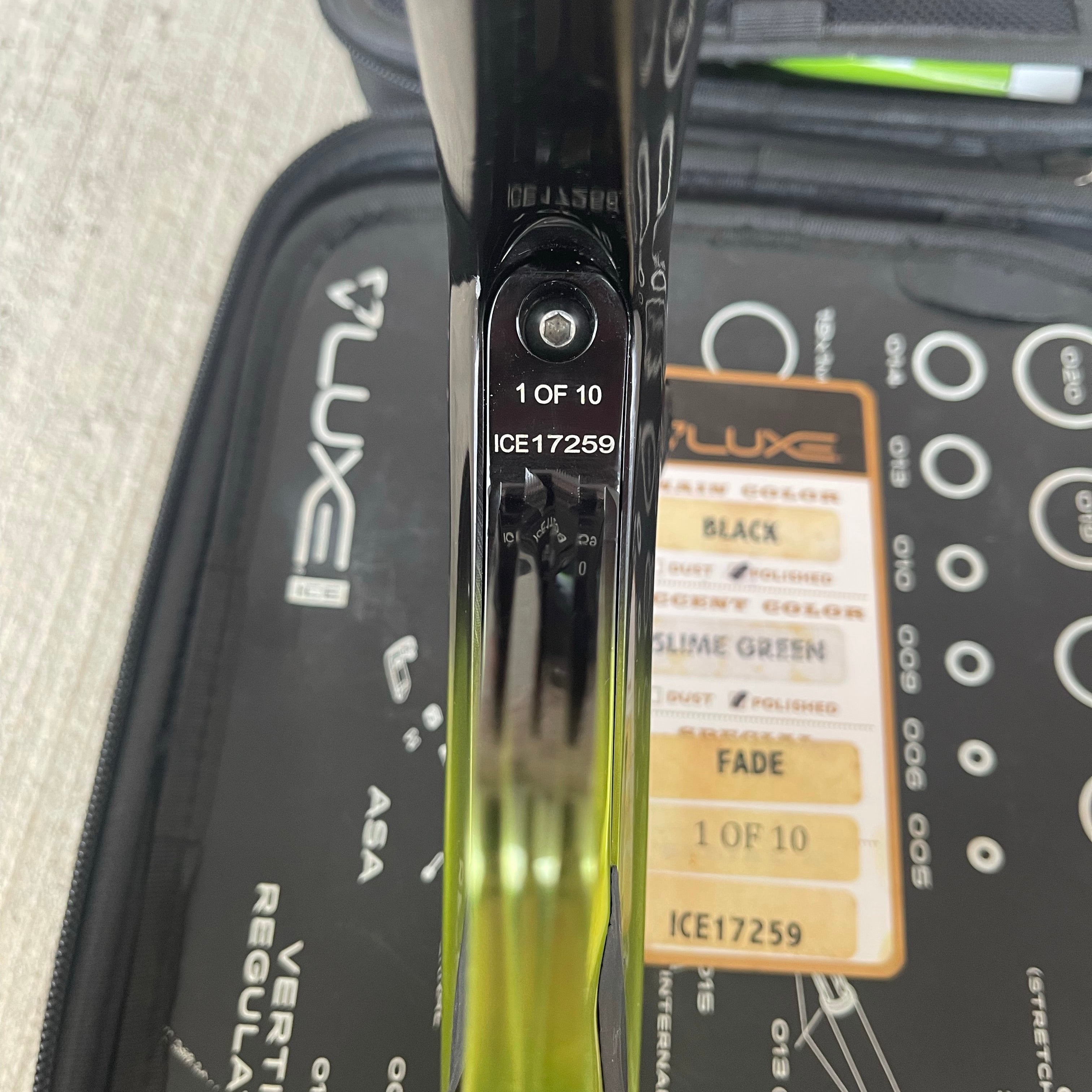 Used DLX Luxe Ice Paintball Gun - Limited Edition *1 of 10* Black/Slime Green w/ Black and Tan Back Grip