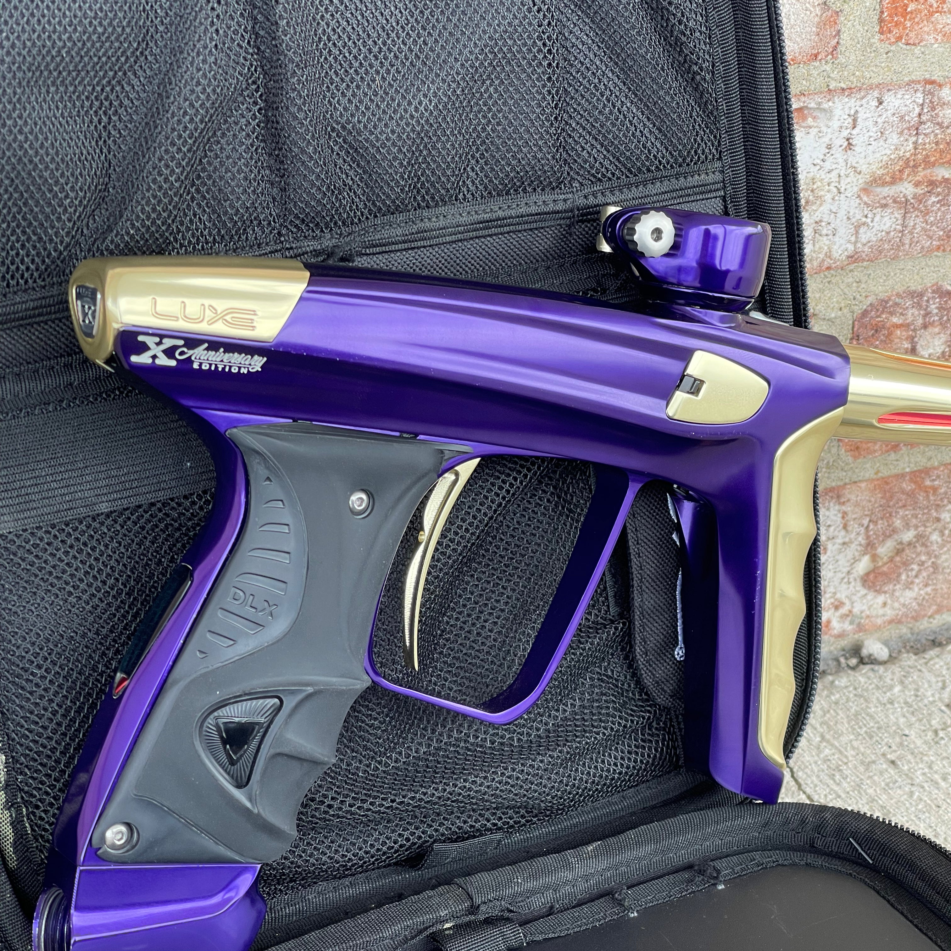 Used DLX Luxe X Paintball Gun - Polished Purple/Polished Gold - Anniversary Edition