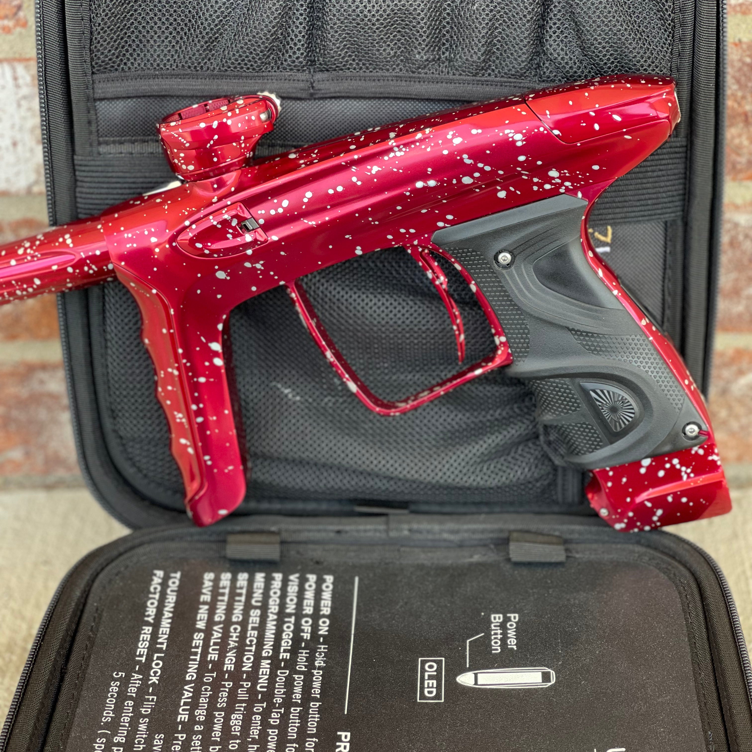 Used DLX Luxe TM40 Paintball Gun - LE Polished Red with White Speckling