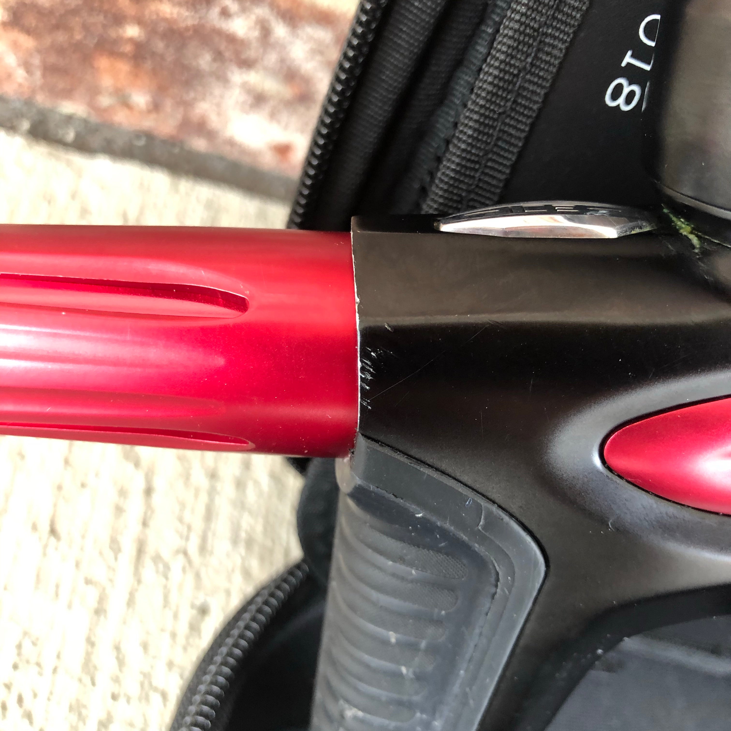 Used DLX Luxe Ice Paintball Gun - Black/Red w/ Aftermath Lazering