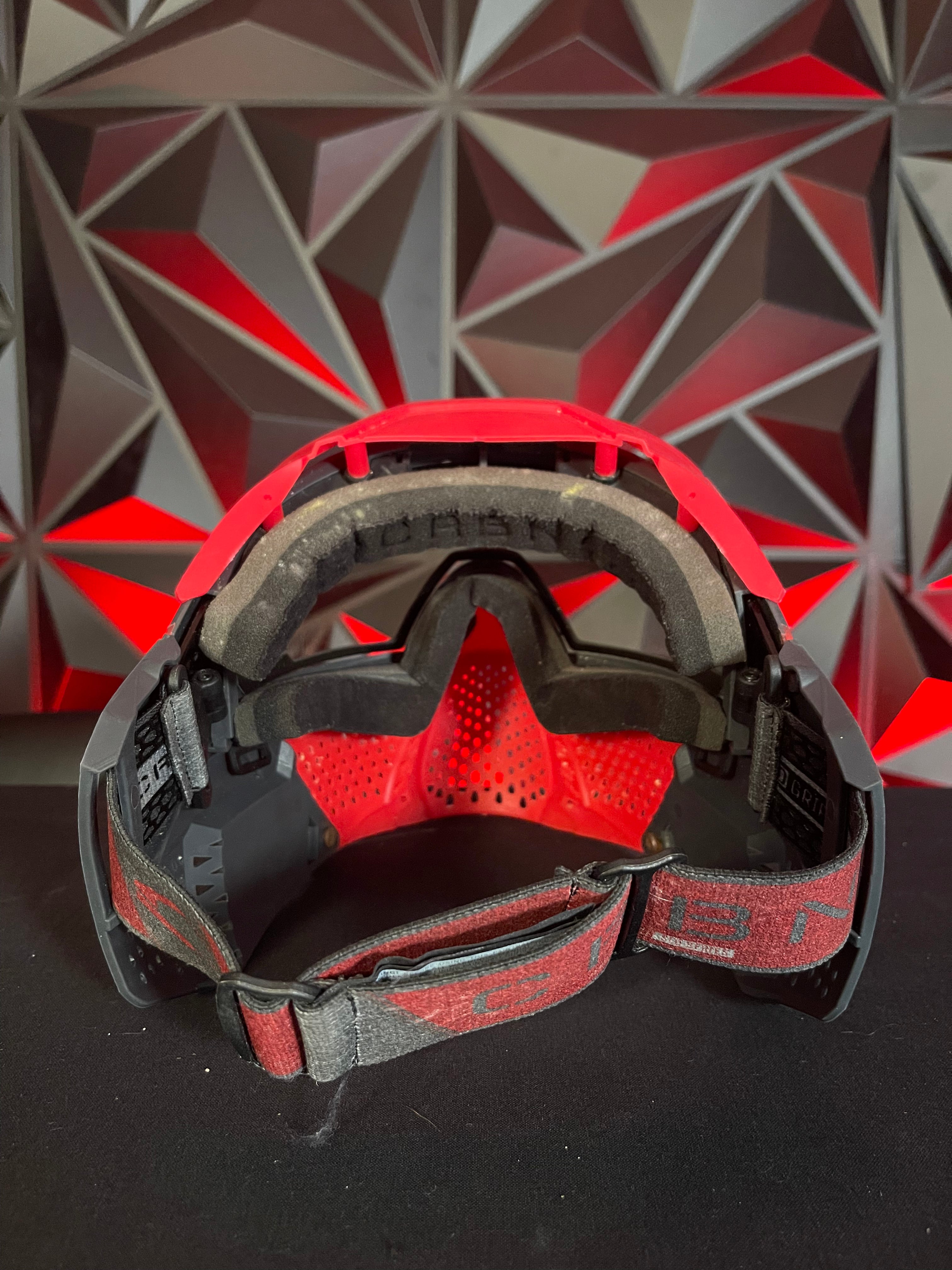 Used Carbon Zero Pro Paintball Mask - LESS Coverage - Crimson (Red/Black) w/ Case and spare visor clip