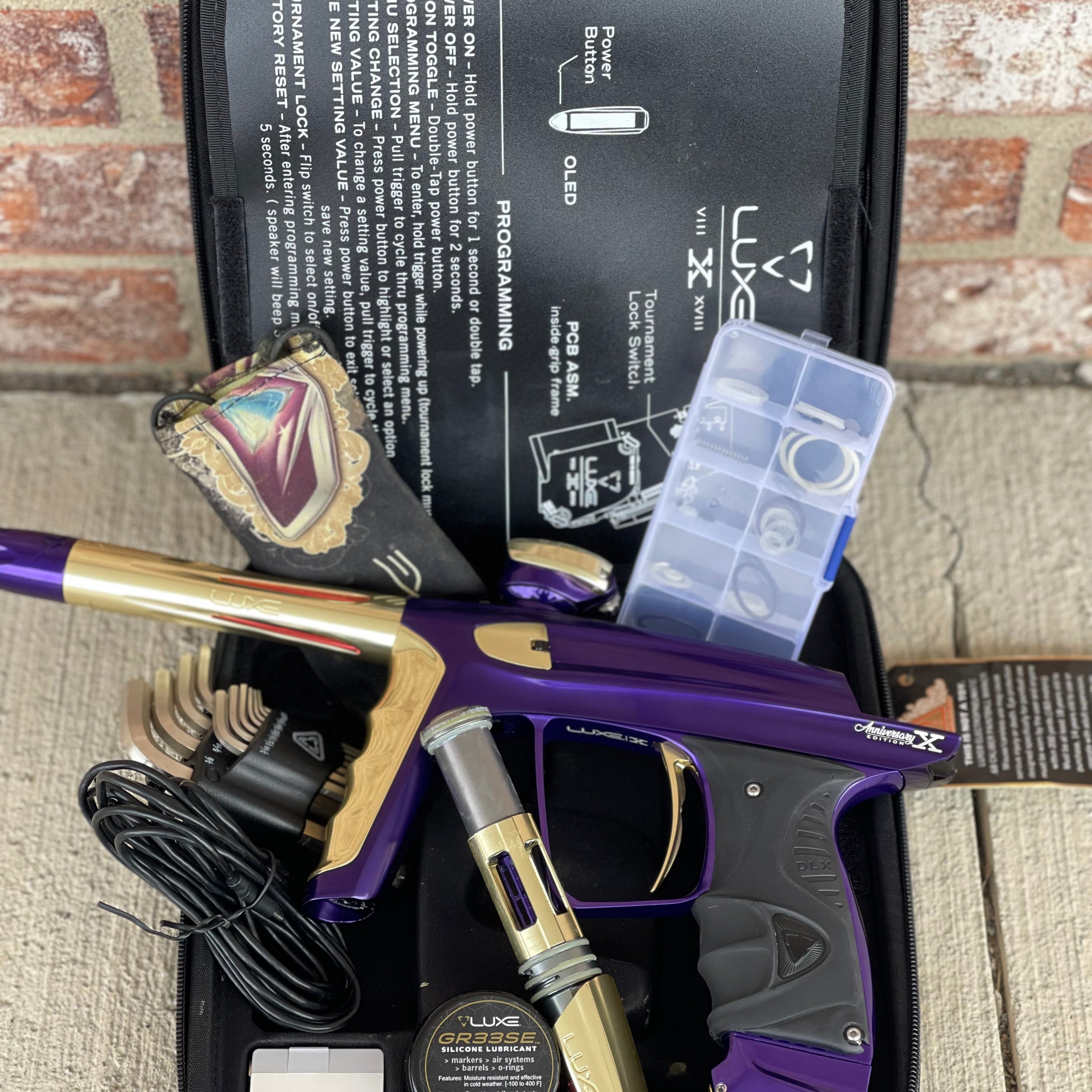 Used DLX Luxe X Paintball Gun - Polished Purple/Polished Gold - Anniversary Edition