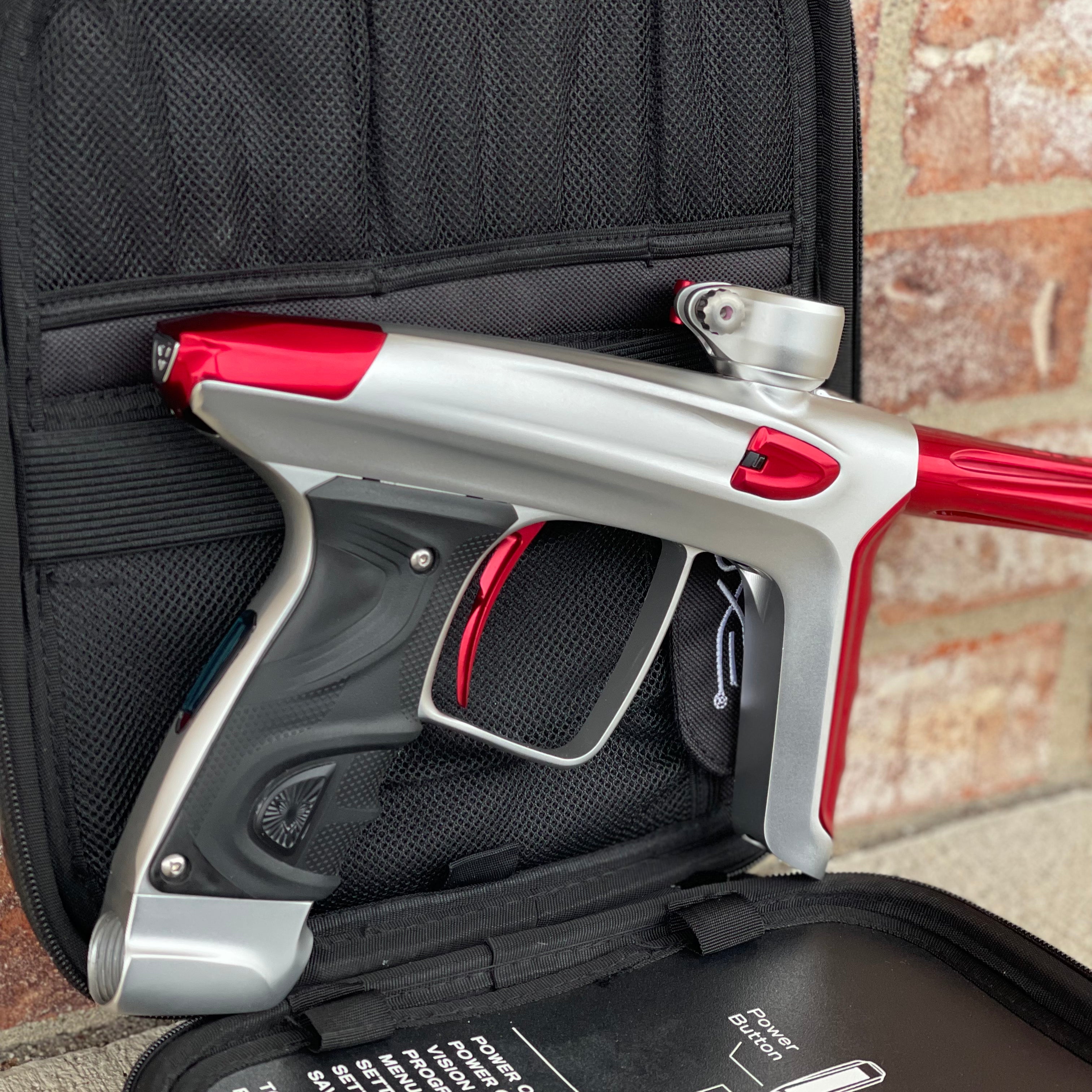 Used DLX Luxe TM40 Paintball Gun - Dust White / Polished Red