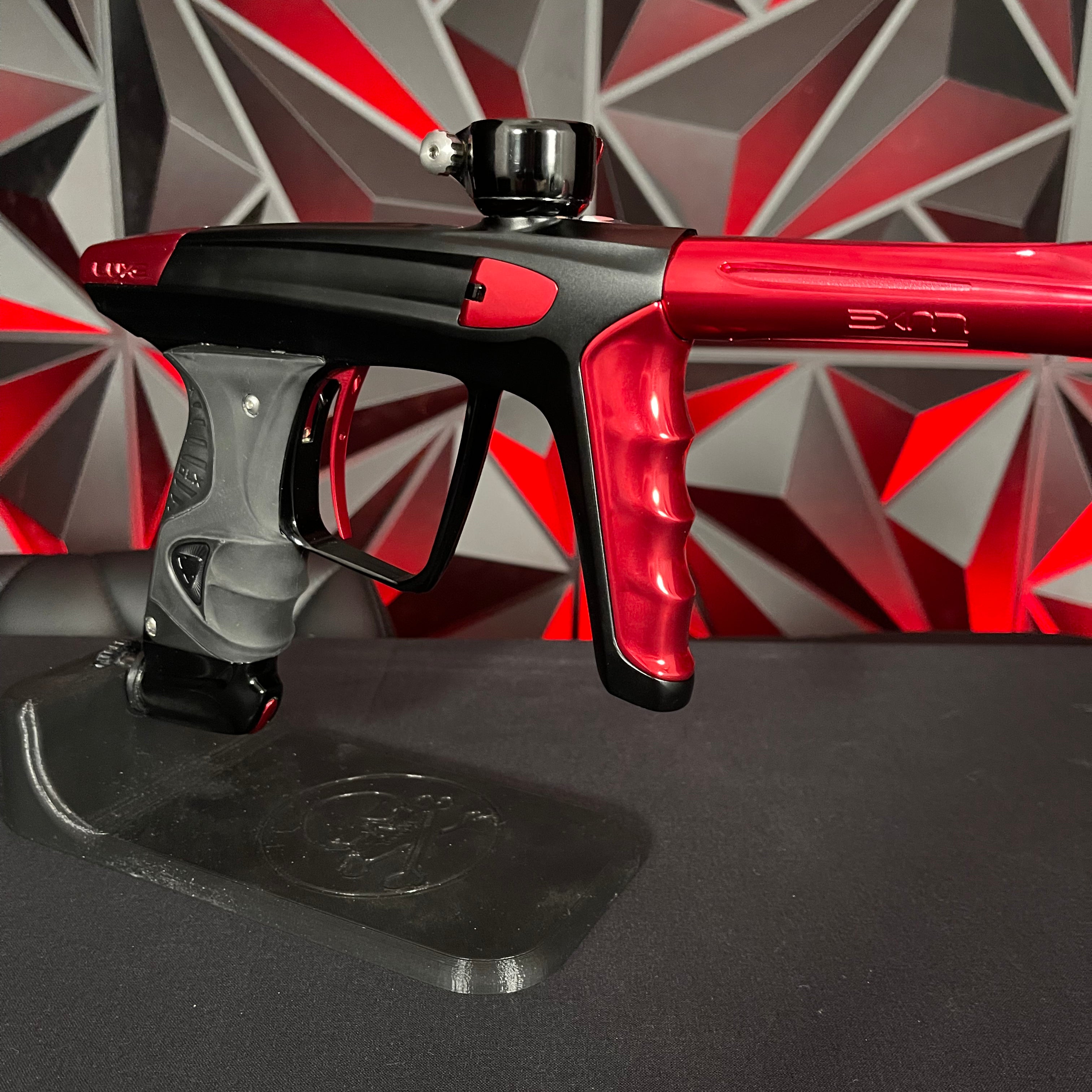 Used DLX Luxe X Paintball Gun - Dust Black Body/Gloss Trigger Frame/Red Accents