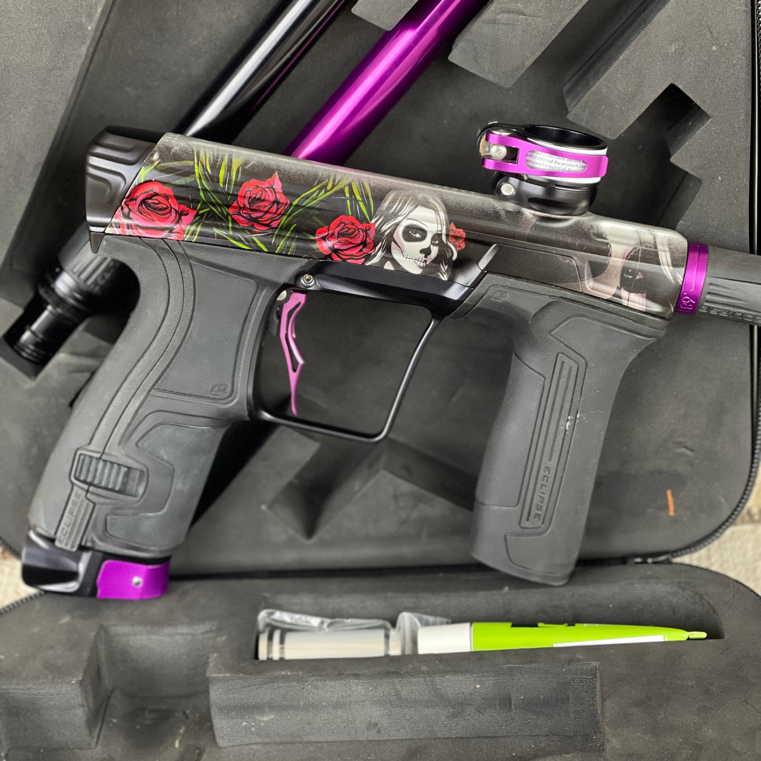 Used Planet Eclipse CS2 Paintball Gun - Dia De Los Muetros w/Infamous Deuce Trigger and Infamous Wave Spring